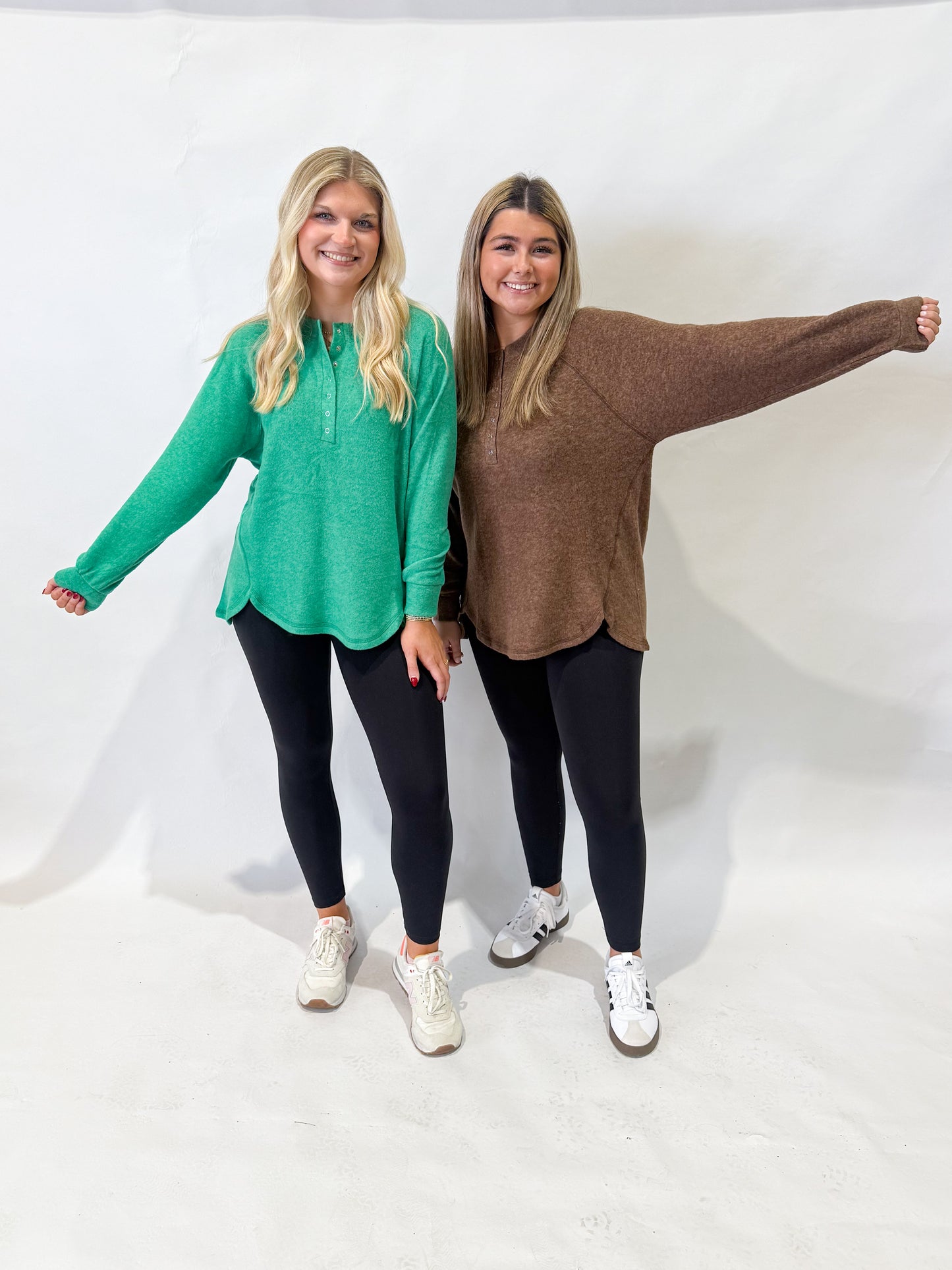 Oversized Henley Sweater | Brown