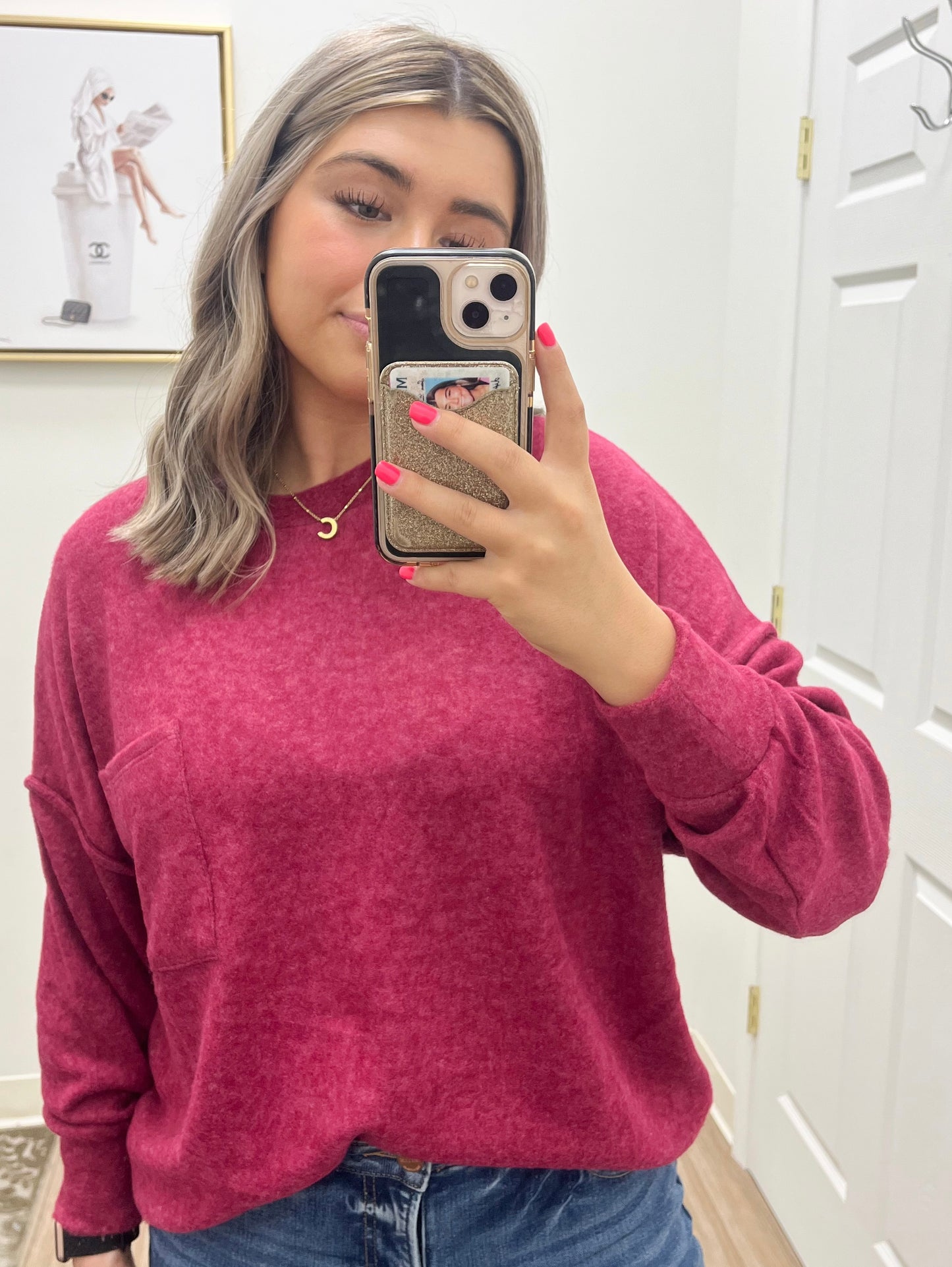 Light-weight Drop Shoulder Sweater- Cabernet