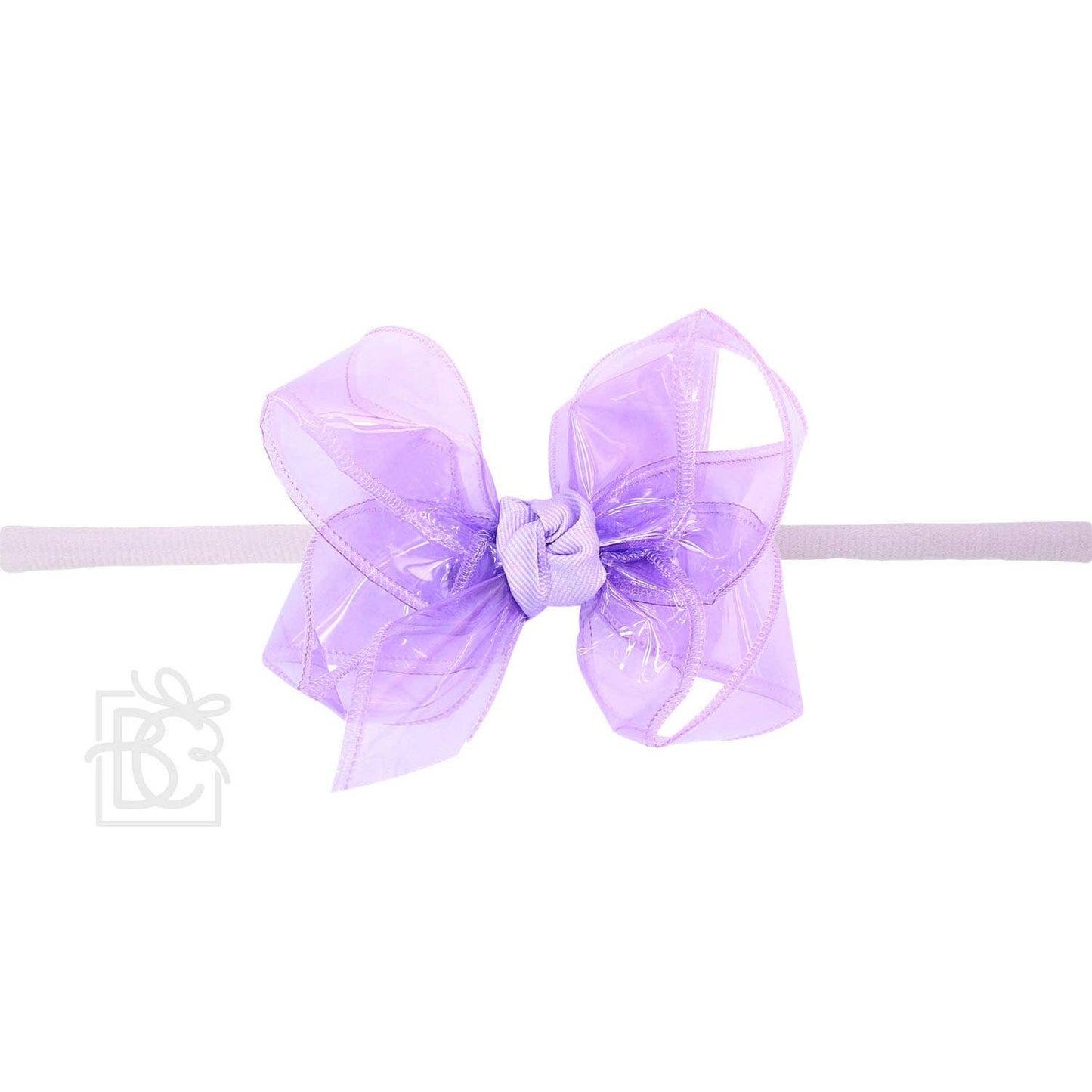 LIGHT ORCHID 1/4" PANTYHOSE HEADBAND W/WATERPROOF BOW: 4.5" Large - 1.5" Ribbon