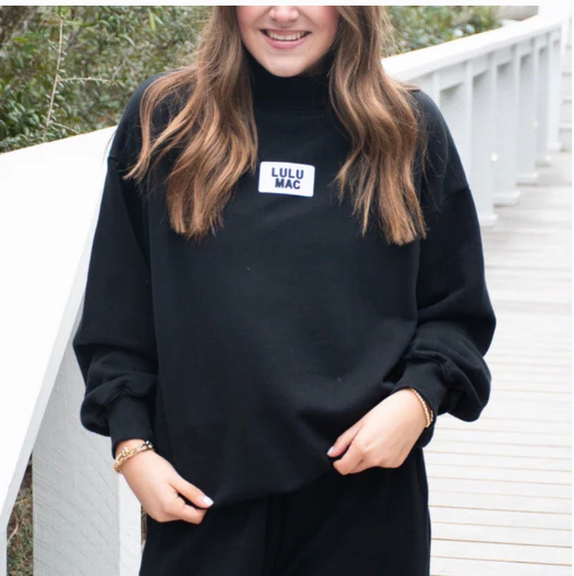 Black Terrycloth Mockneck | Lulu Mac