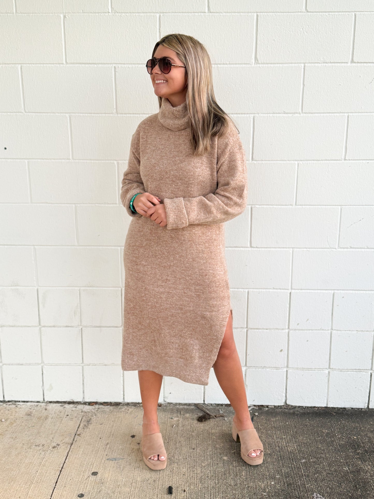 Sweater Weather Slit Knit Midi Dress