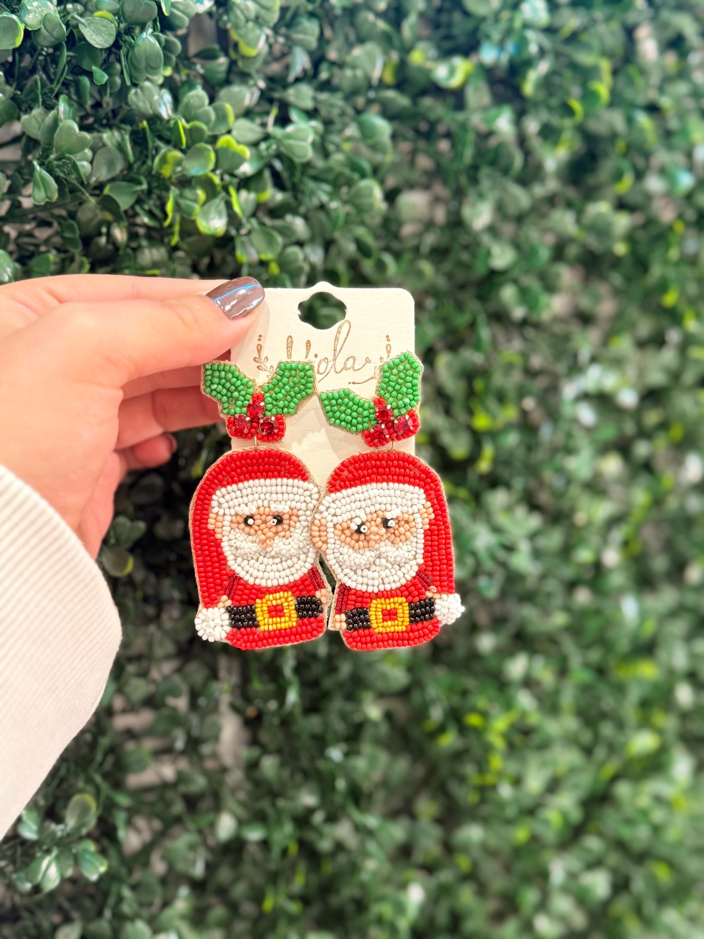 Holly Santa Earrings