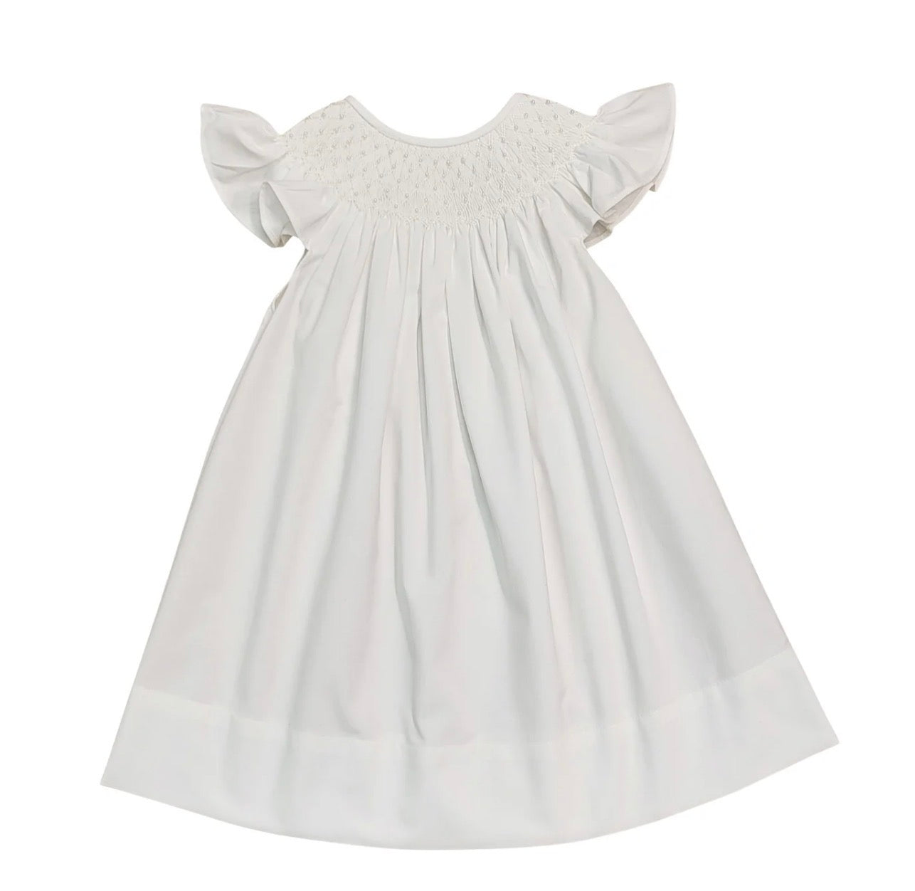Pearl Smocked Dress | White