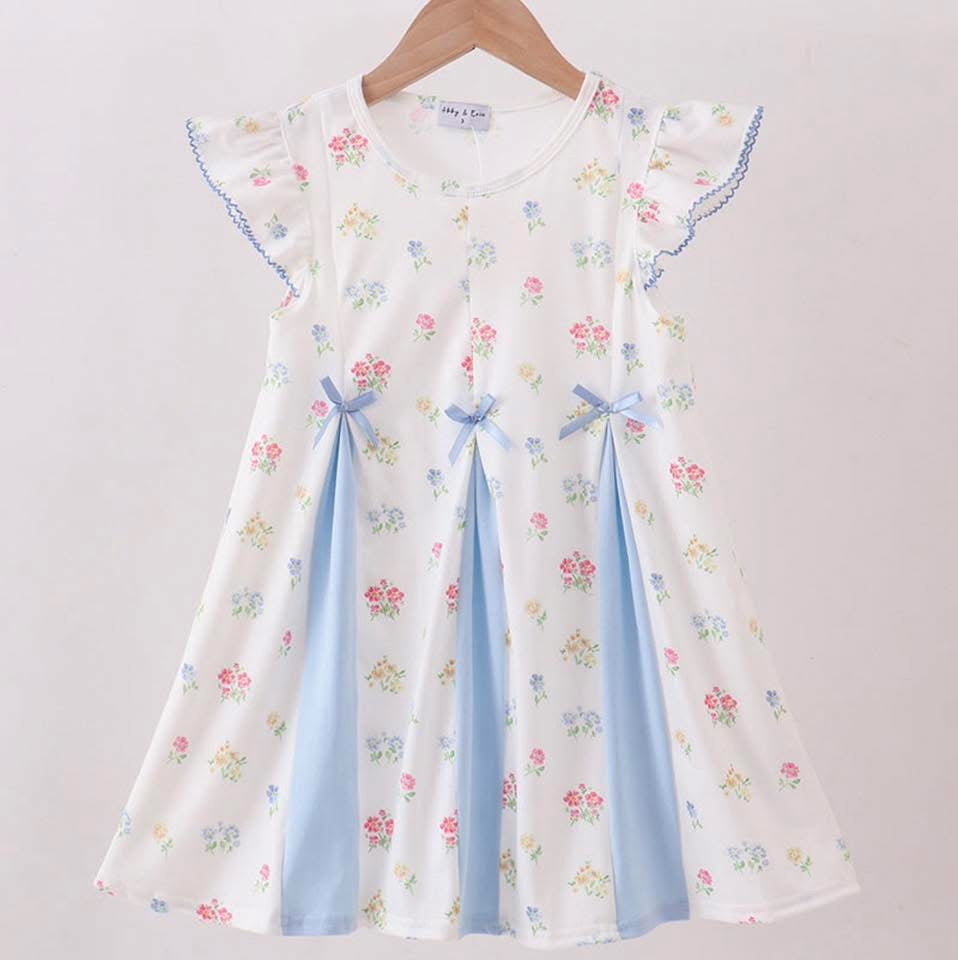 Pleated spring floral dress