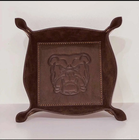Bulldog leather valet tray