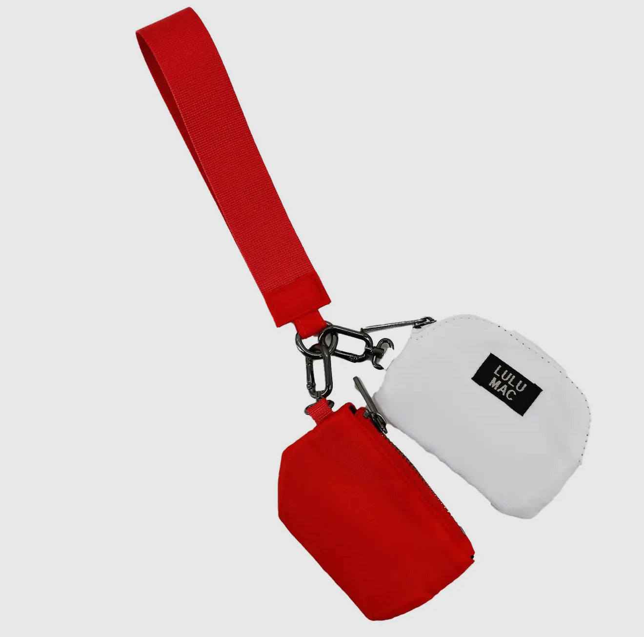 Lulu Mac Double Pouch Wristlet - white/red
