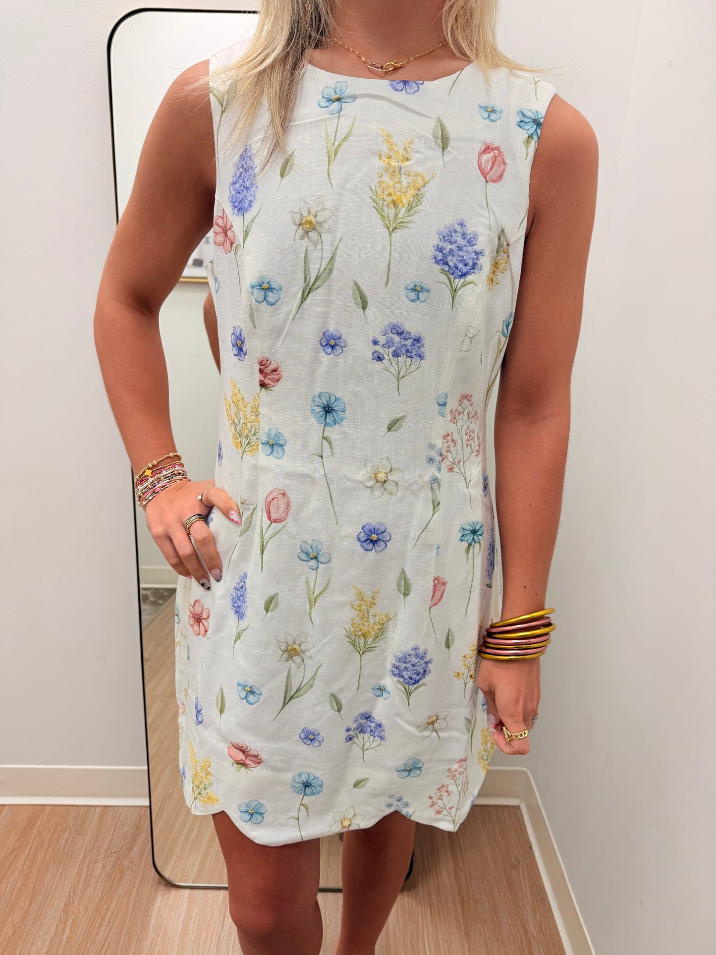 Ivory Blossom Scalloped Dress