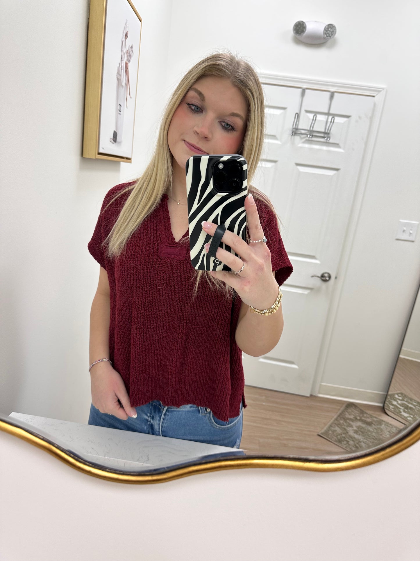 Burgundy Back Patch Knit Sweater