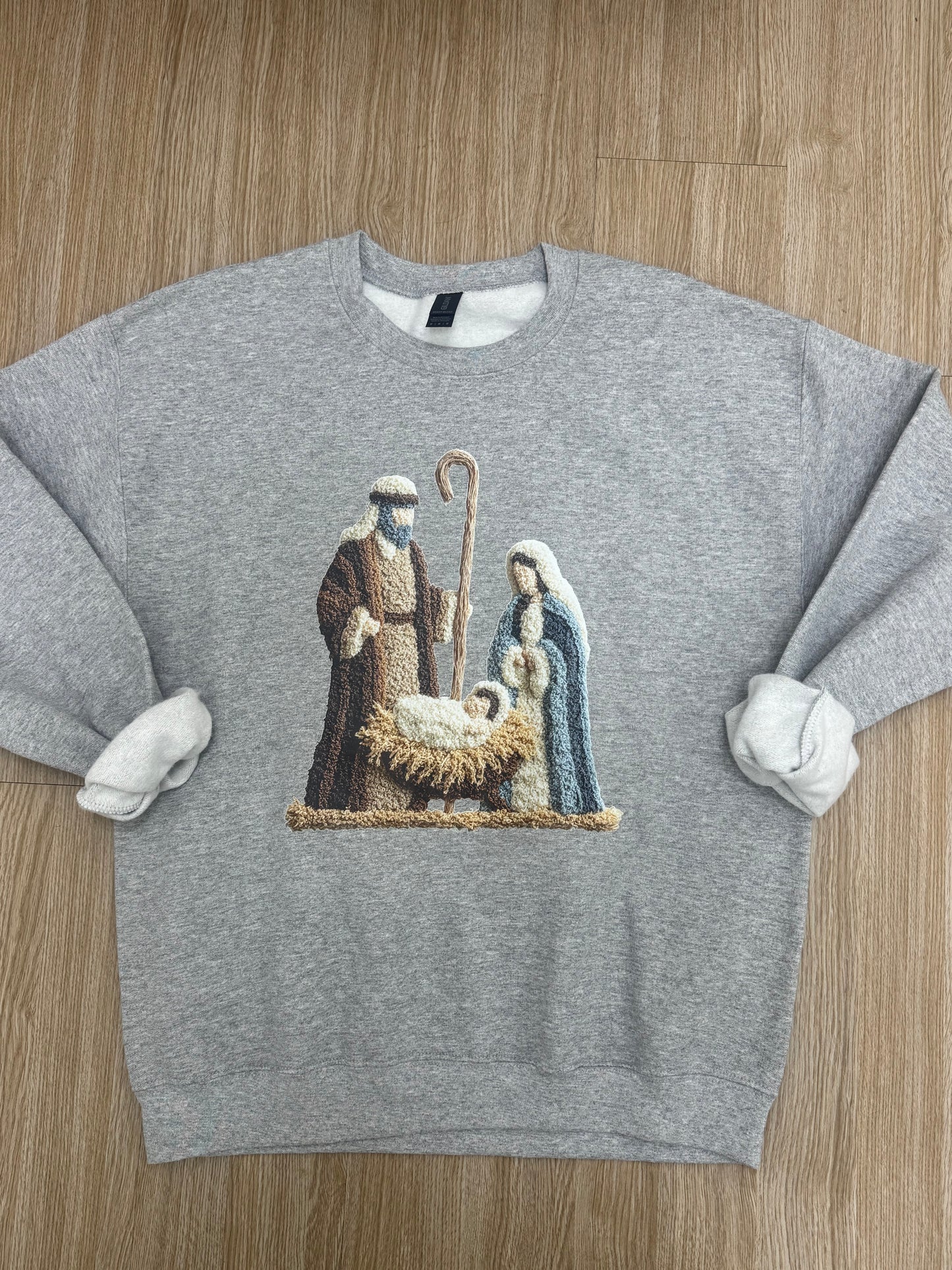 Faux Yarn Christmas Sweatshirt- GREY