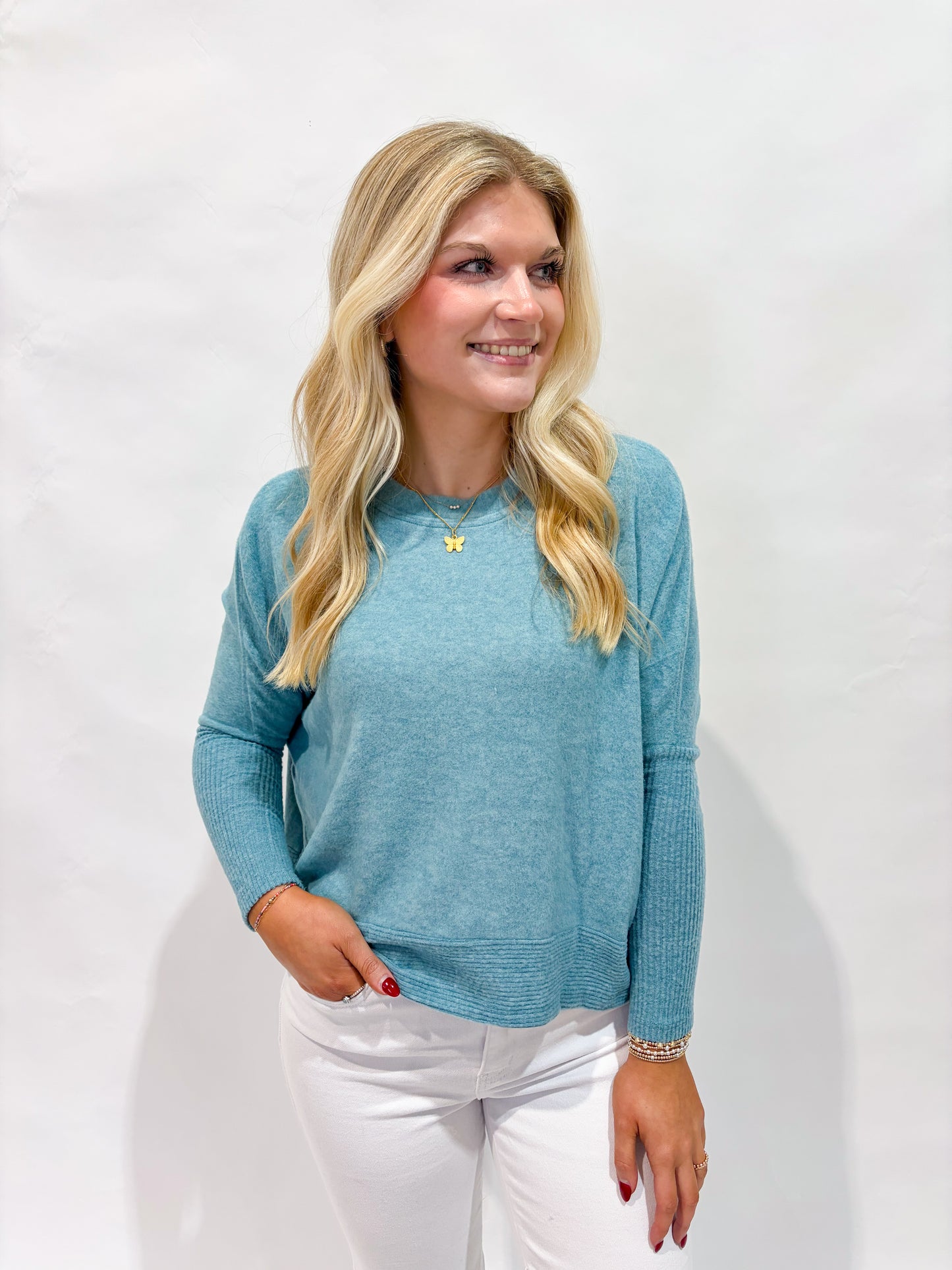 Dolman Sleeve Sweater | Dusty Teal
