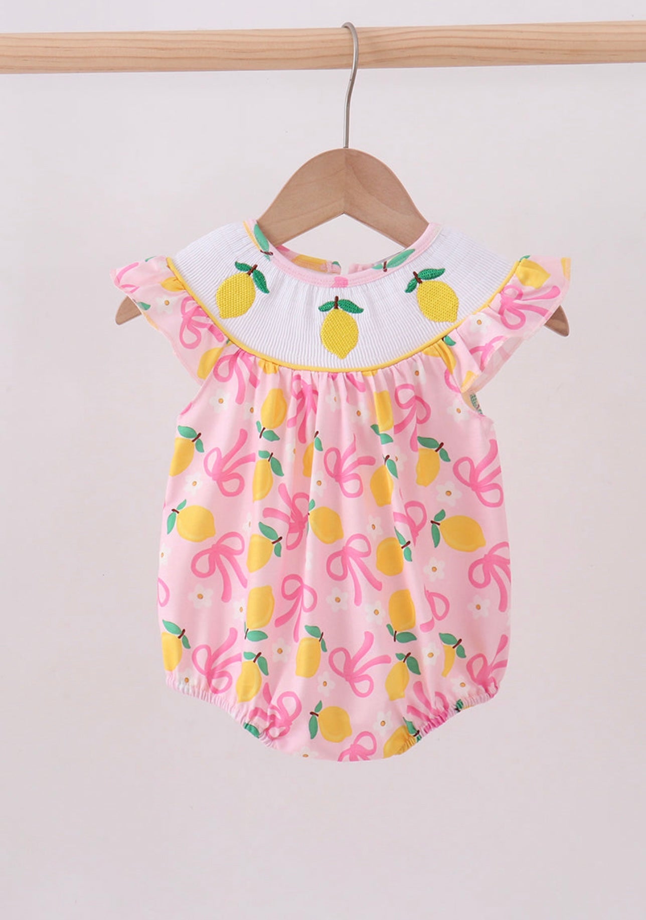 Pink Lemon Smocked Bubble