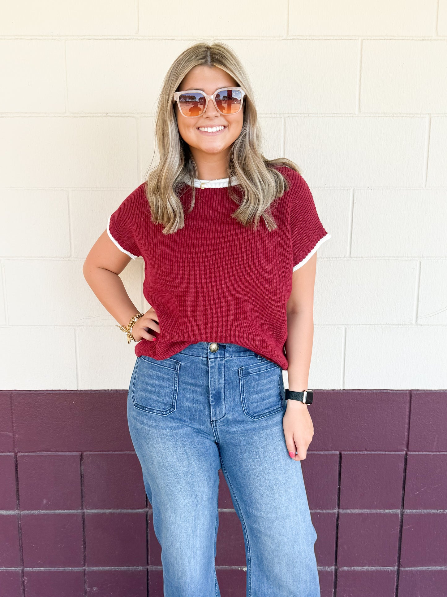 Maroon Knit Gameday Too- Sewn and Seen