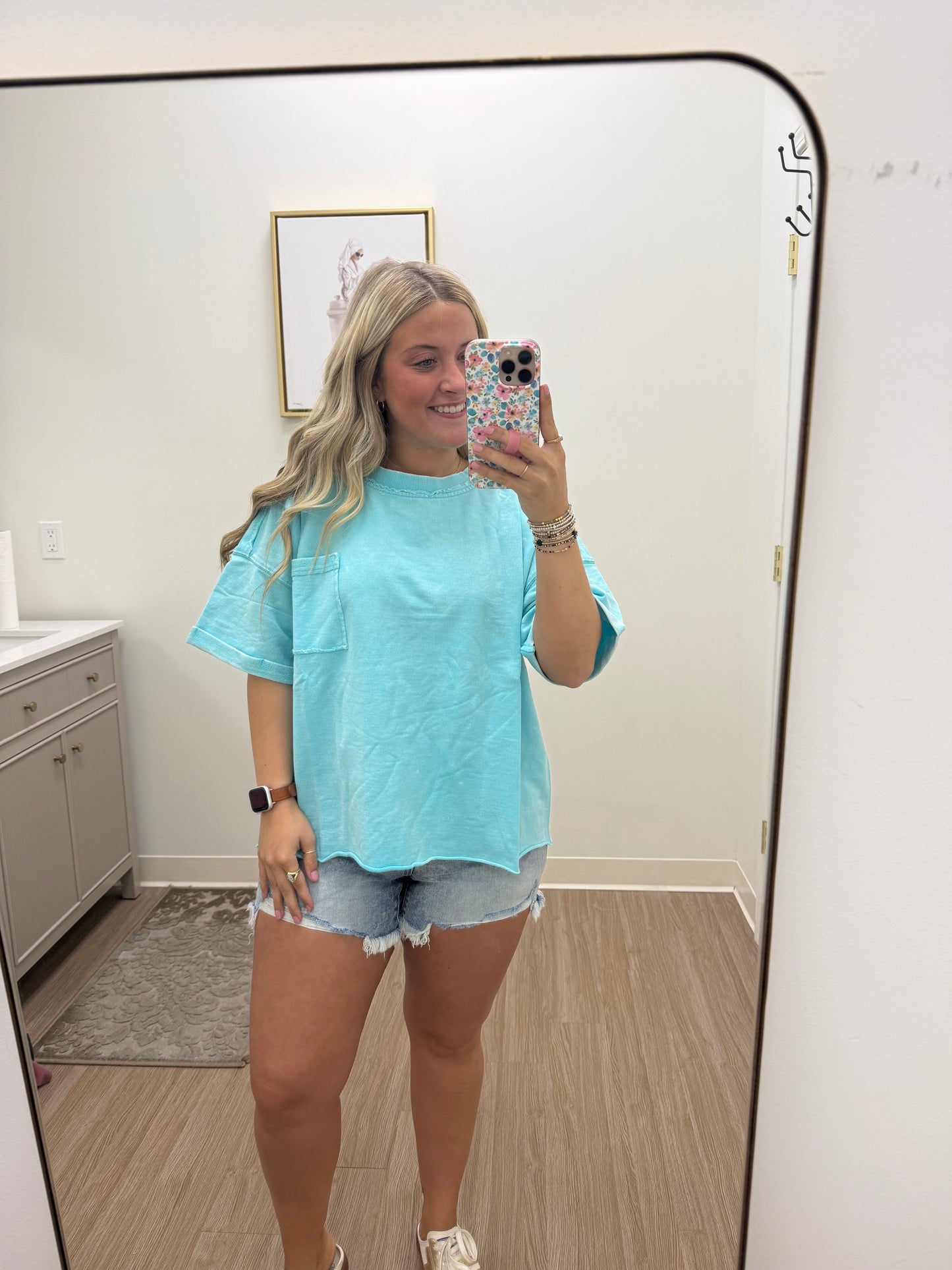 Halo Washed Mint Sky Top