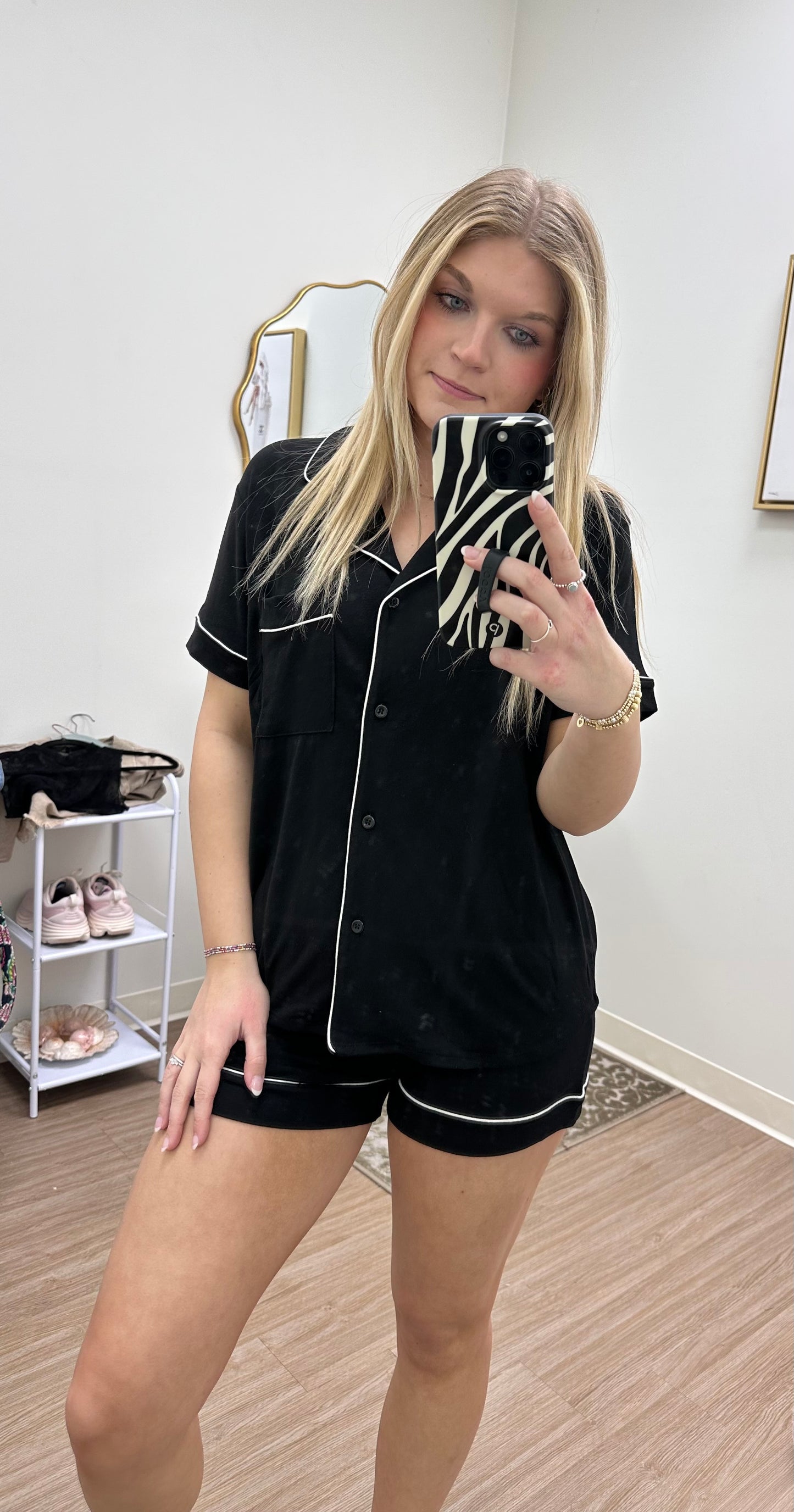 Black Short Sleeve PJ Set