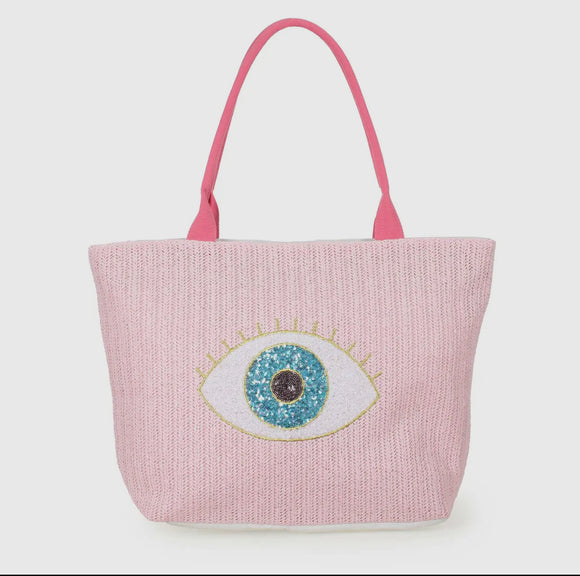 Pink Evil eye tote bag