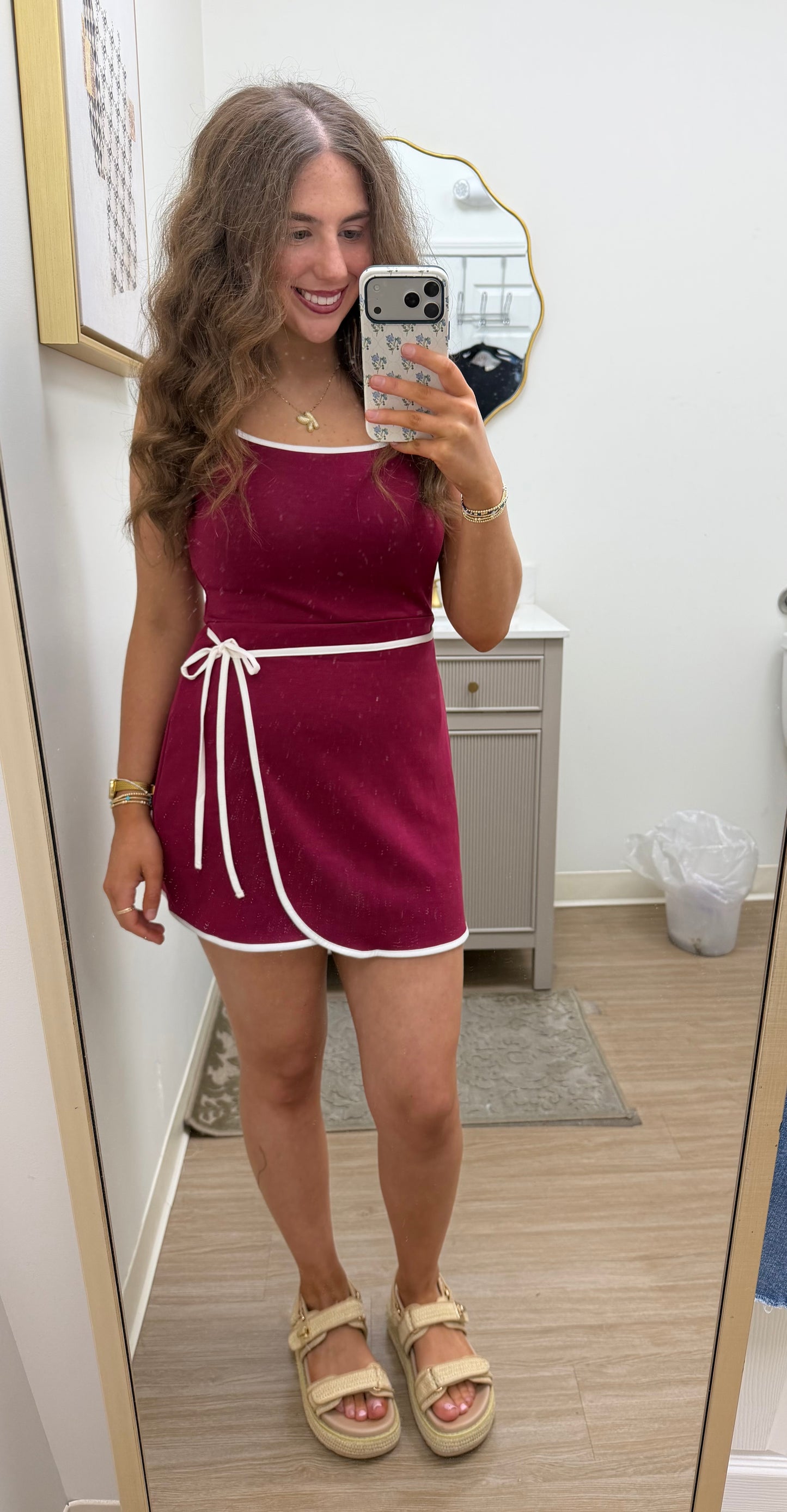 Maroon Athletic Side Tie Dress