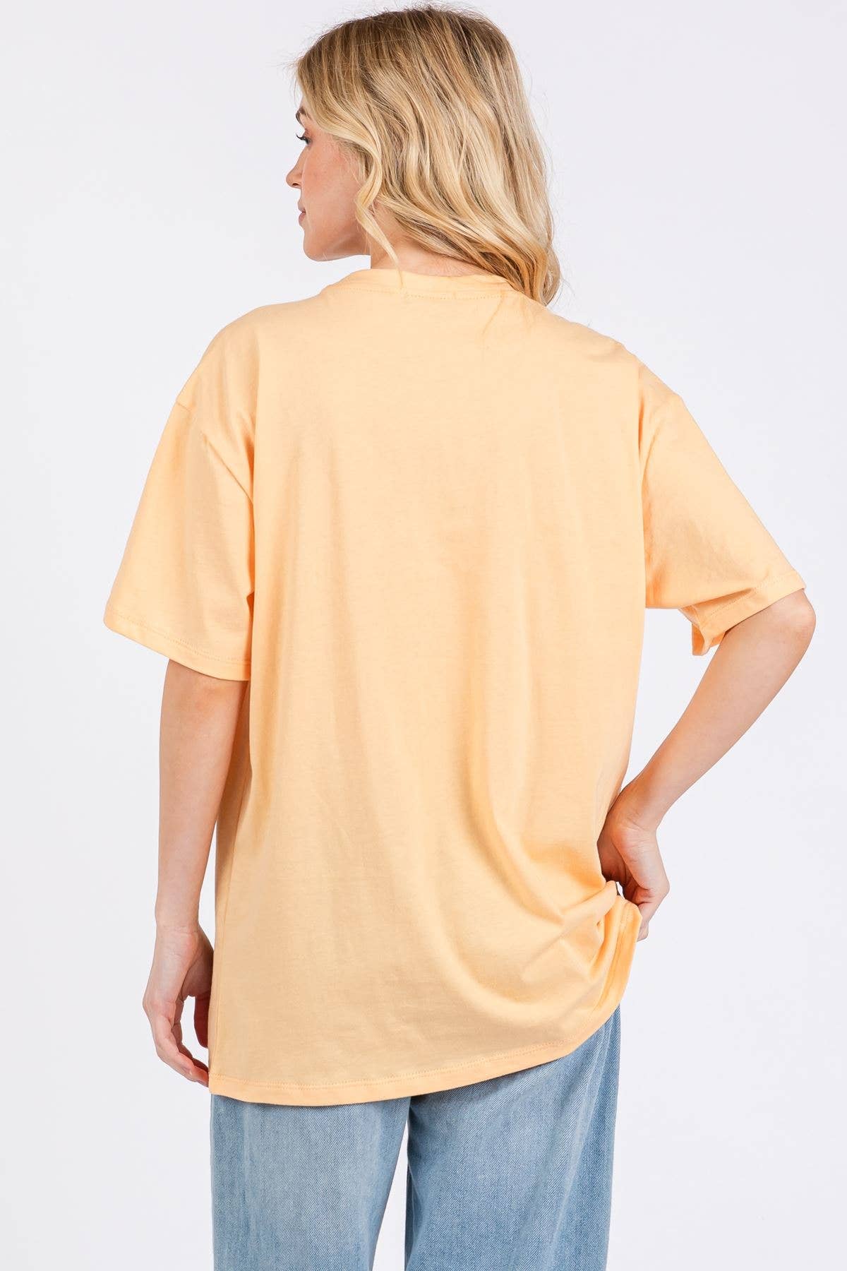 Patchwork Square Bow Graphic Oversized Cotton Box Tee