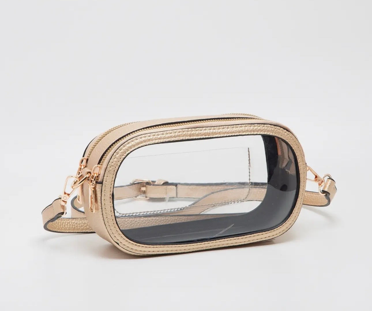 Clear Oval Crossbody Gold