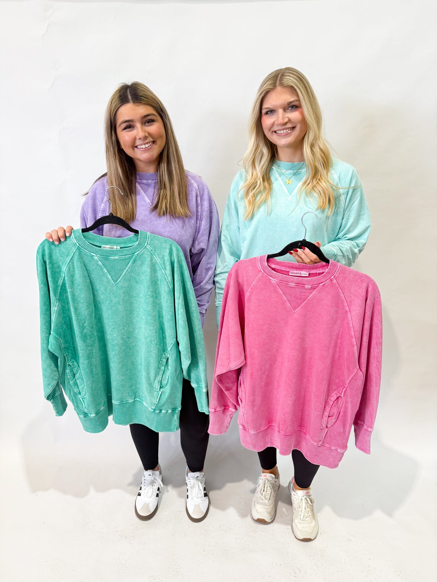 Acid Washed Pullover w/ Pockets | Hot Pink