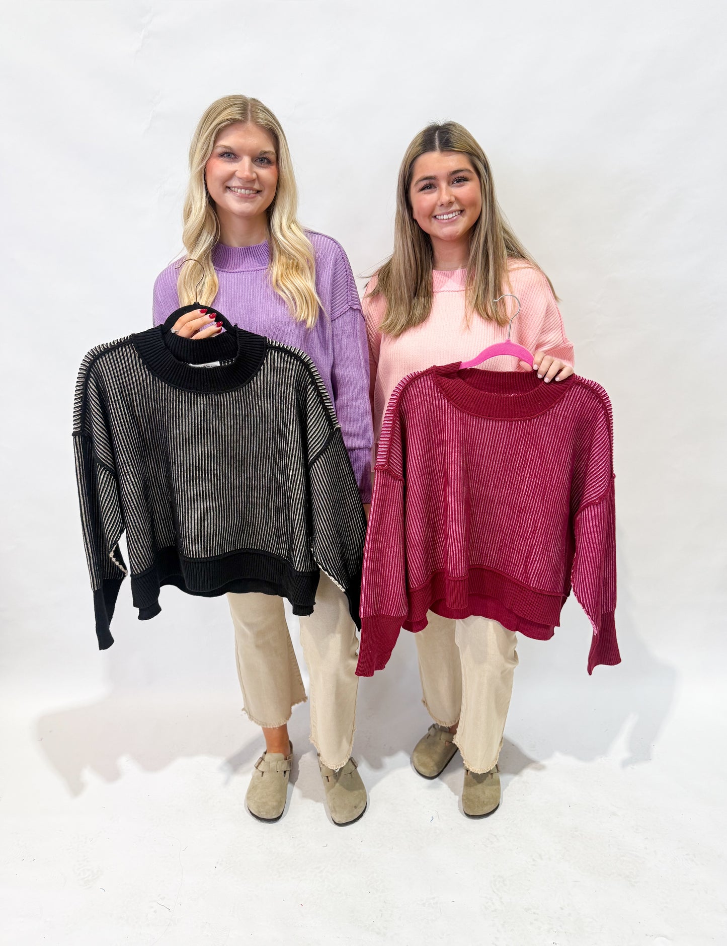 Contrast Mock Neck Sweater | Black