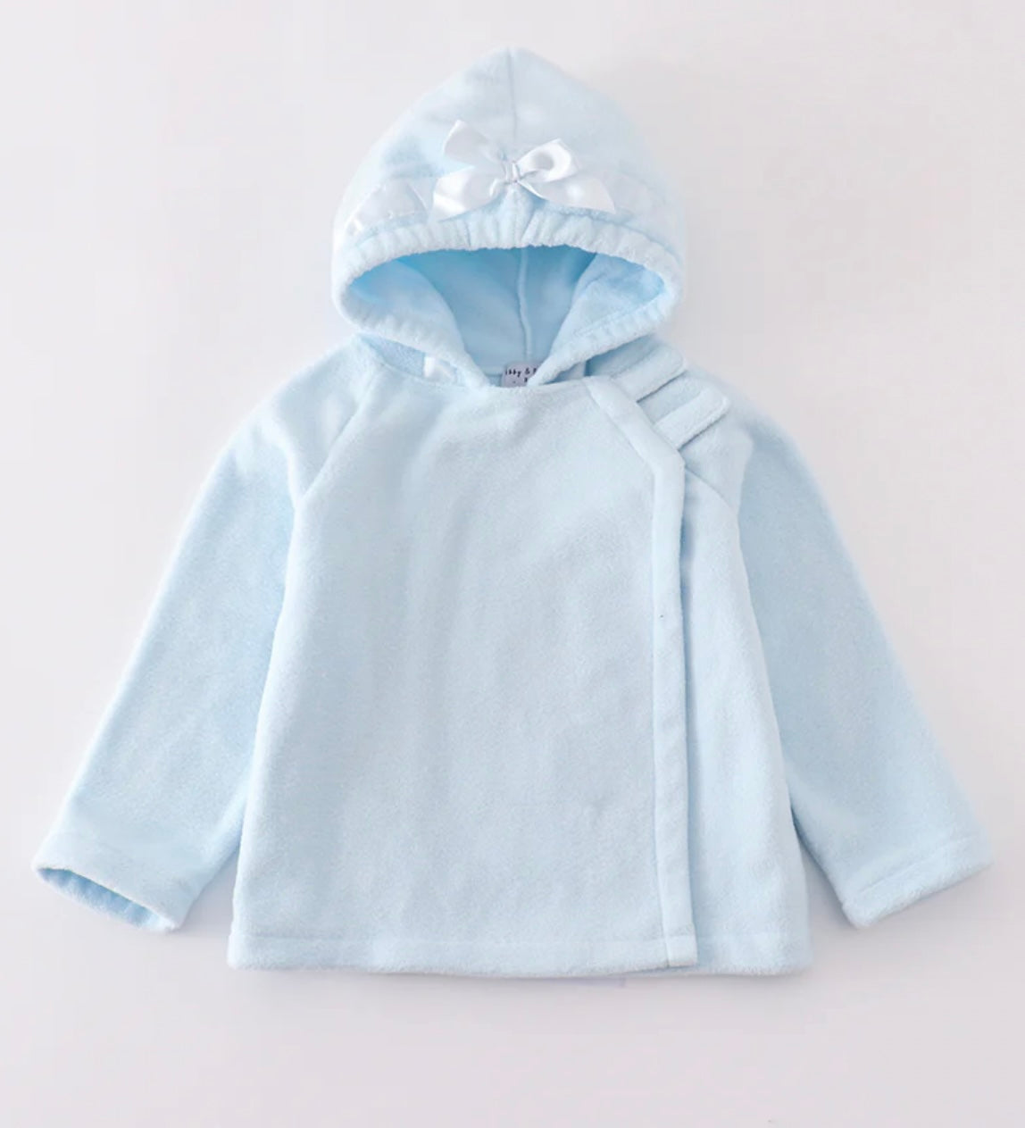 Light Blue Bow Fleece Velcro Hooded Jacket
