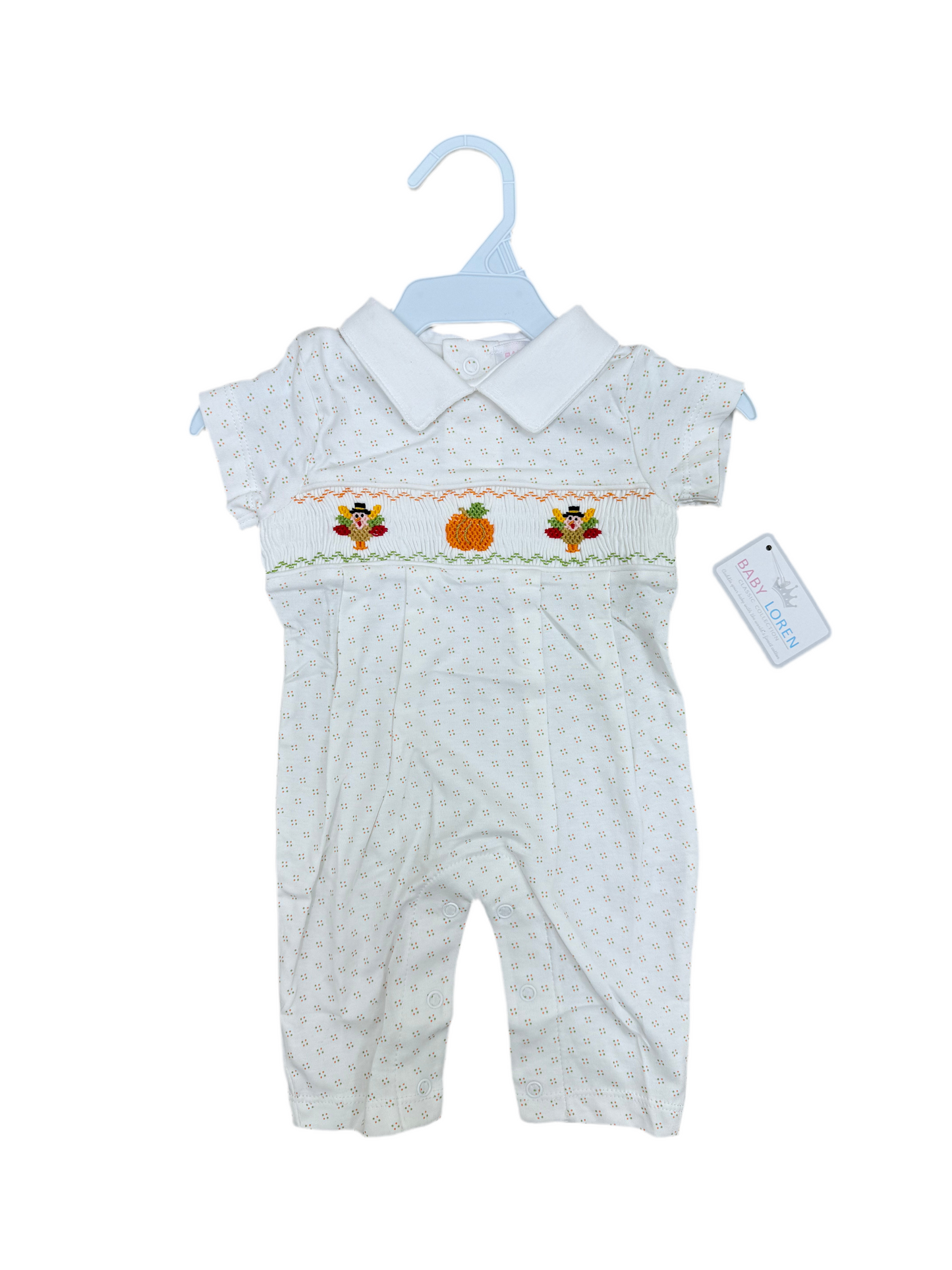 Thankful Day Hand Smocked Romper Boys