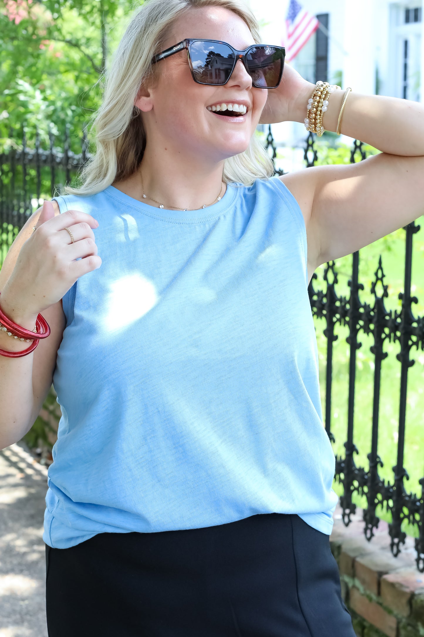 Light Blue Miranda Crew Neck Tank