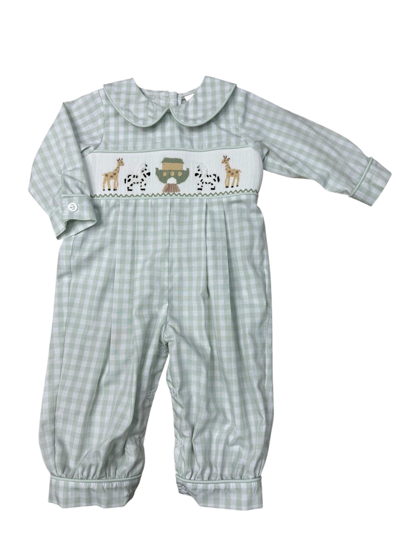 Noah’s Ark Smocked Boy Romper Banana Split
