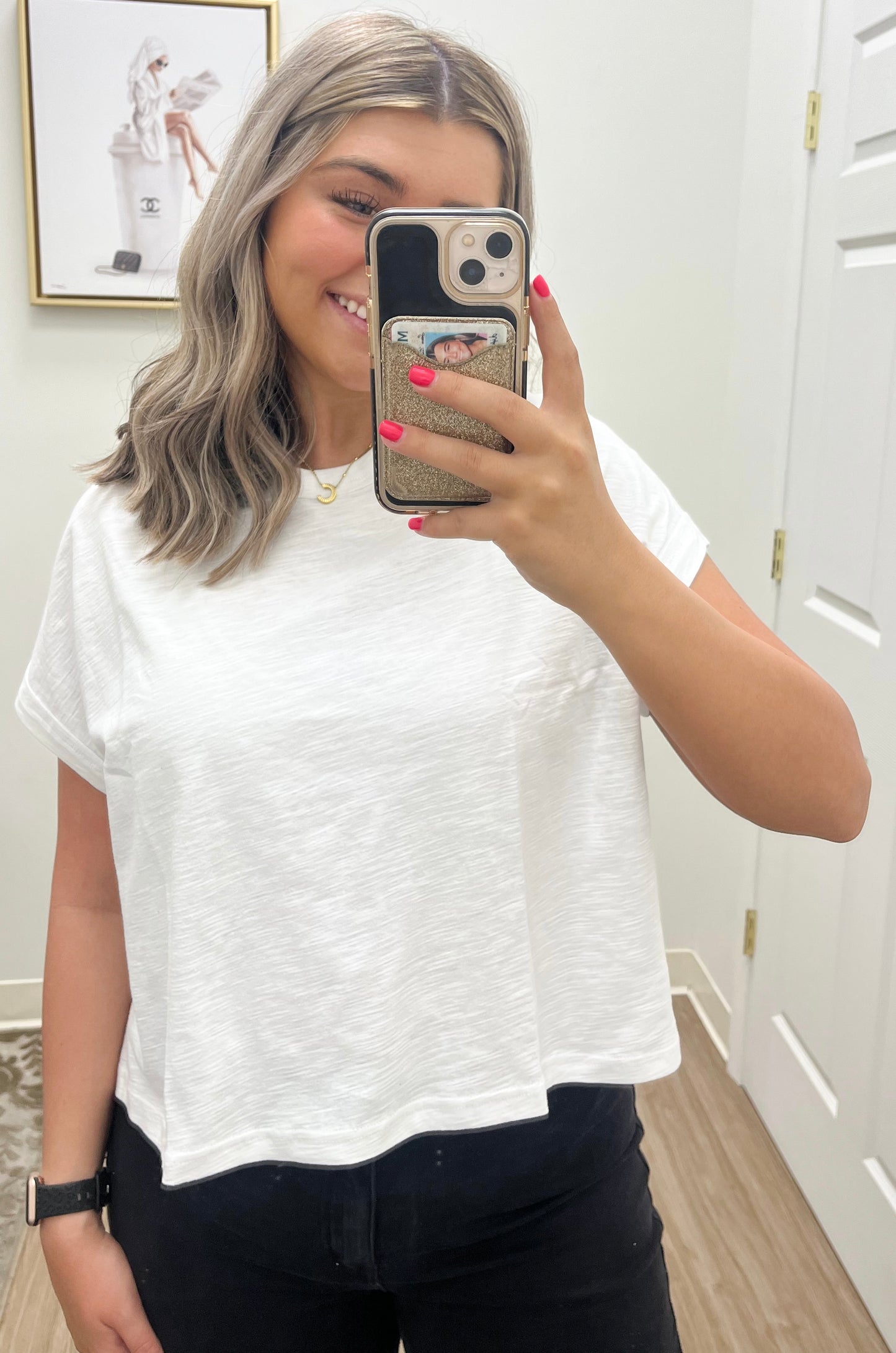Round Neck Short Sleeve Tee- White