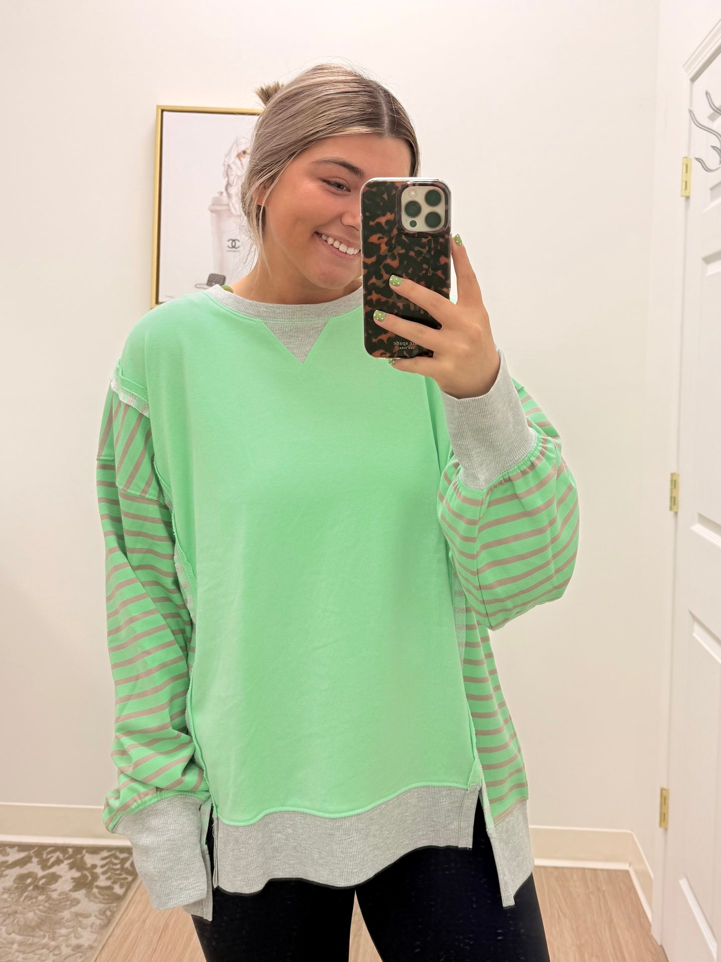 Lime and Grey Oversized Sweater
