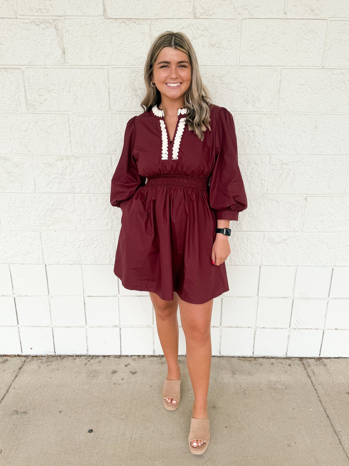 Burgundy Ric Rac Dress