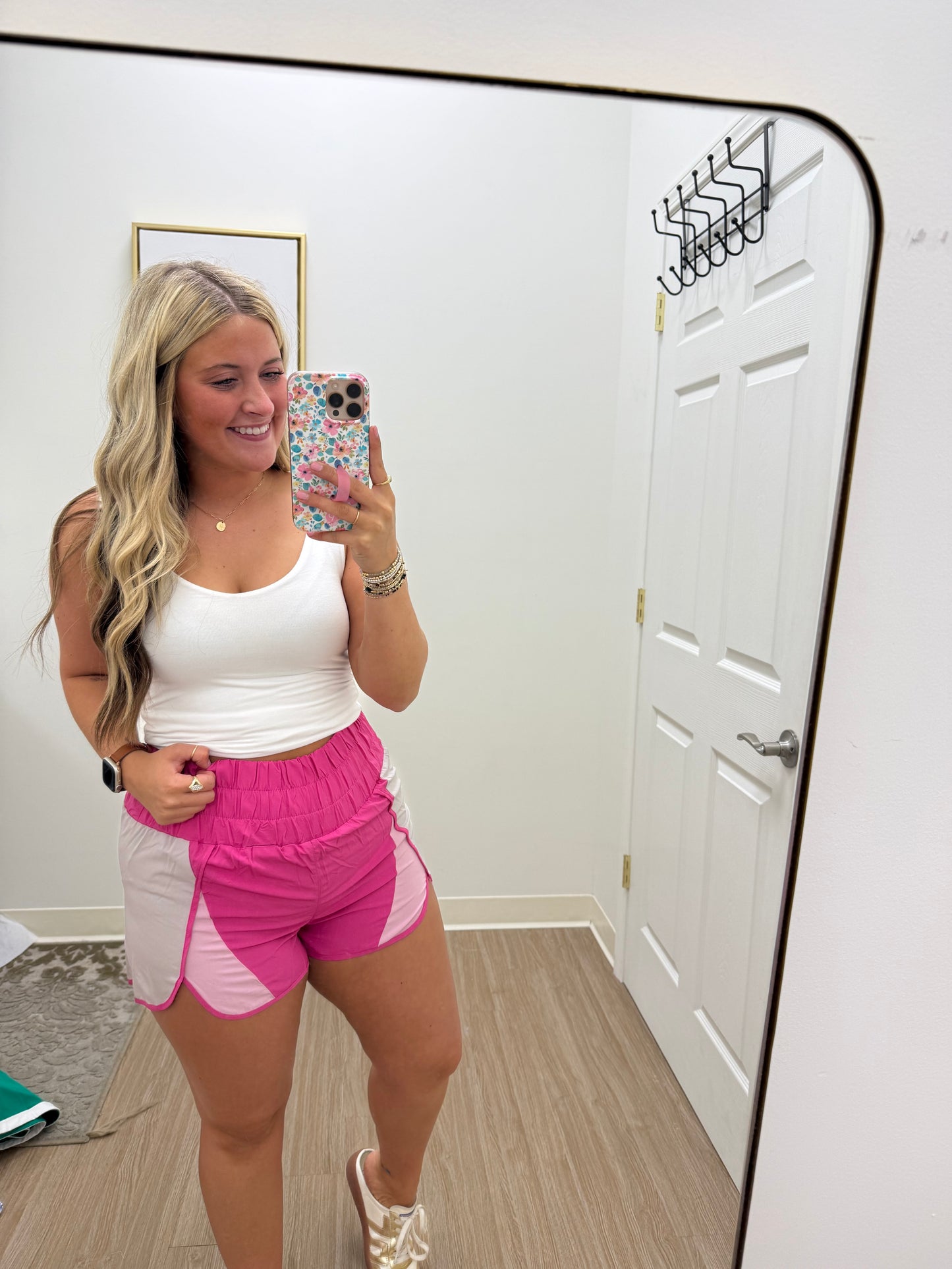 Pink Colorblock Shorts