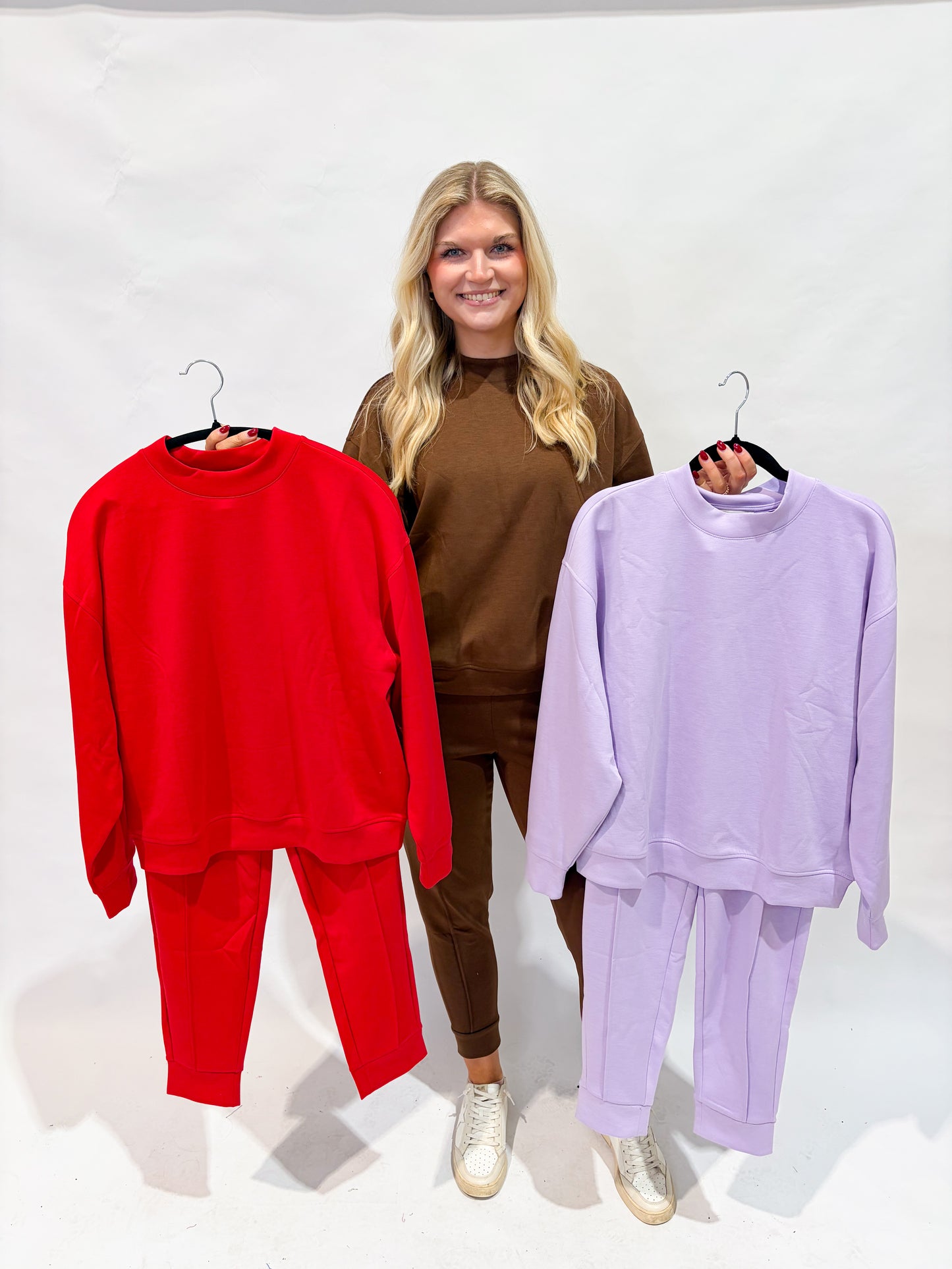 Mock Neck Jogger Set | Red