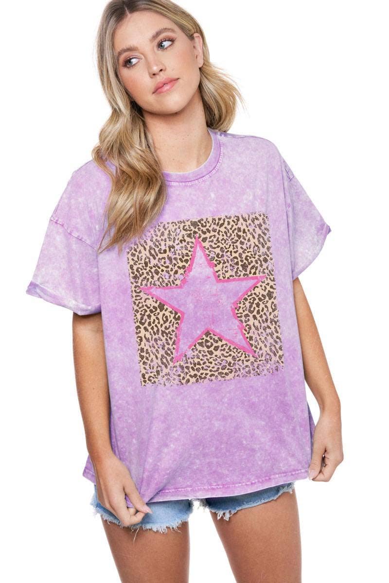 Vintage Leopard Star Graphic S/S Mineral Washed Tee