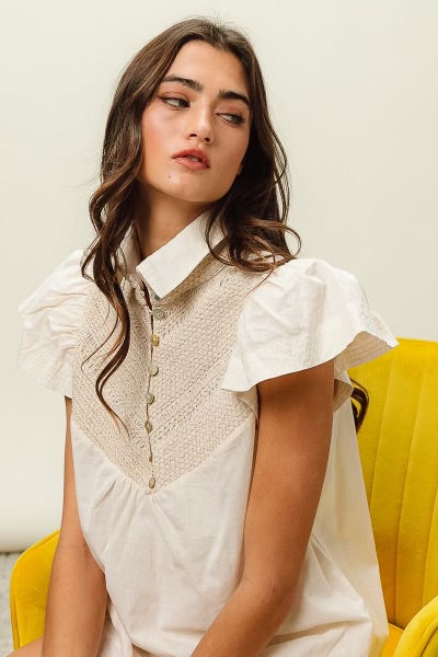 Woven collared top