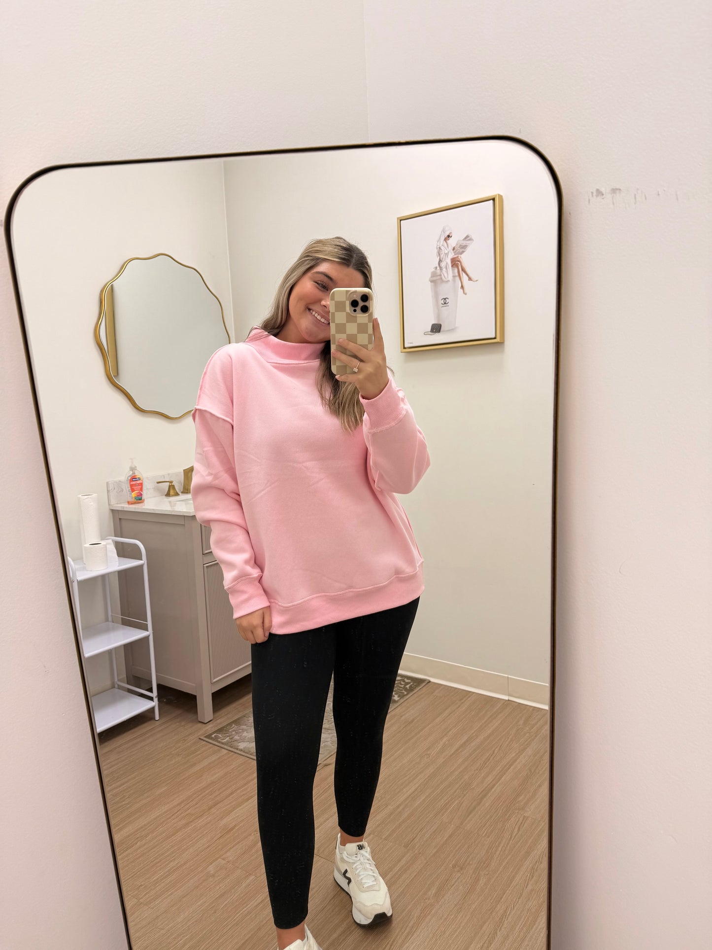 Mock Neck Sweatshirt | Pink