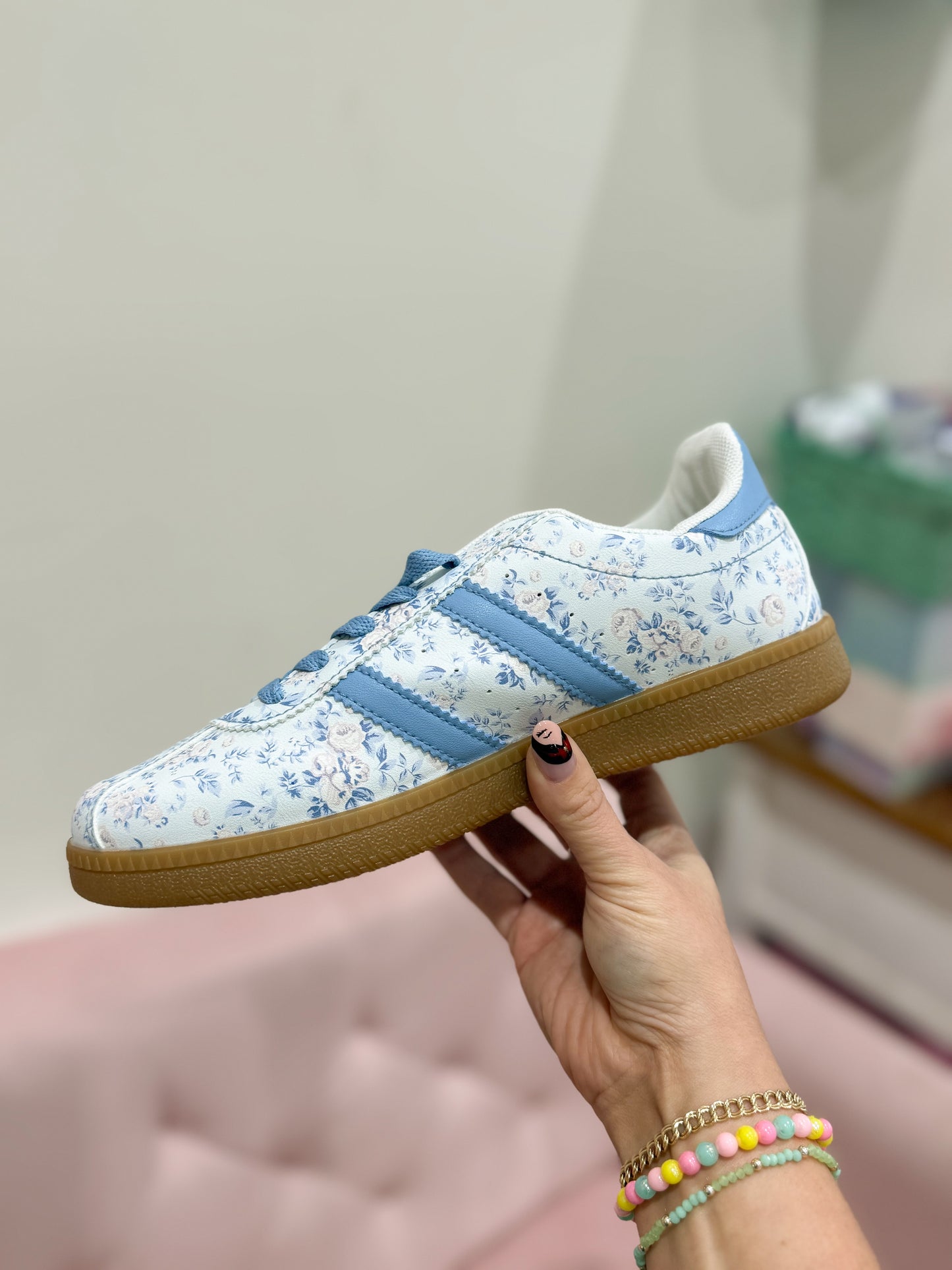 Blue Floral Sneakers