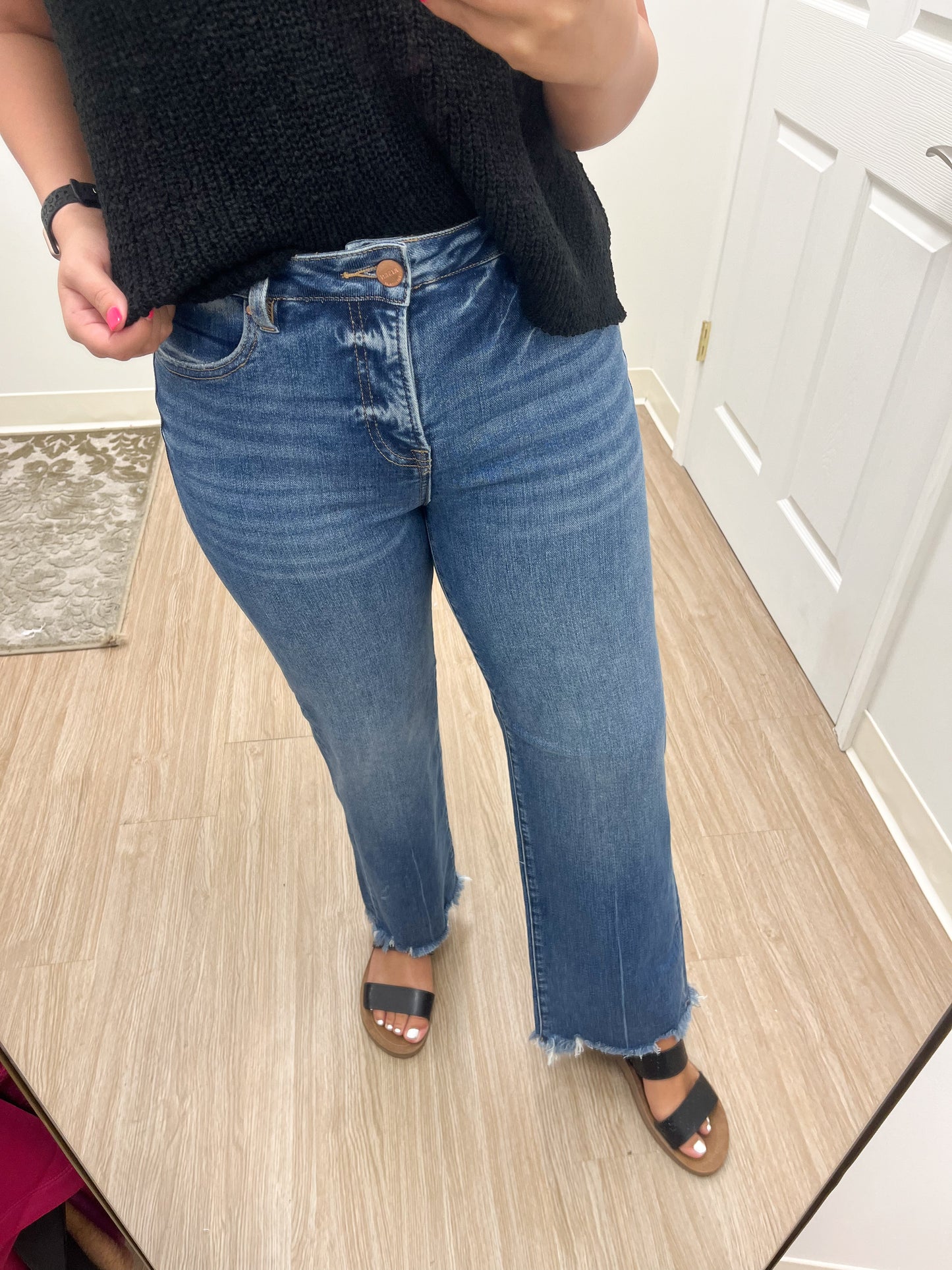 Risen tummy control high rise ankle straight jeans
