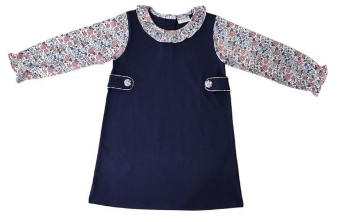Navy Floral Dress - Jumping Jolly