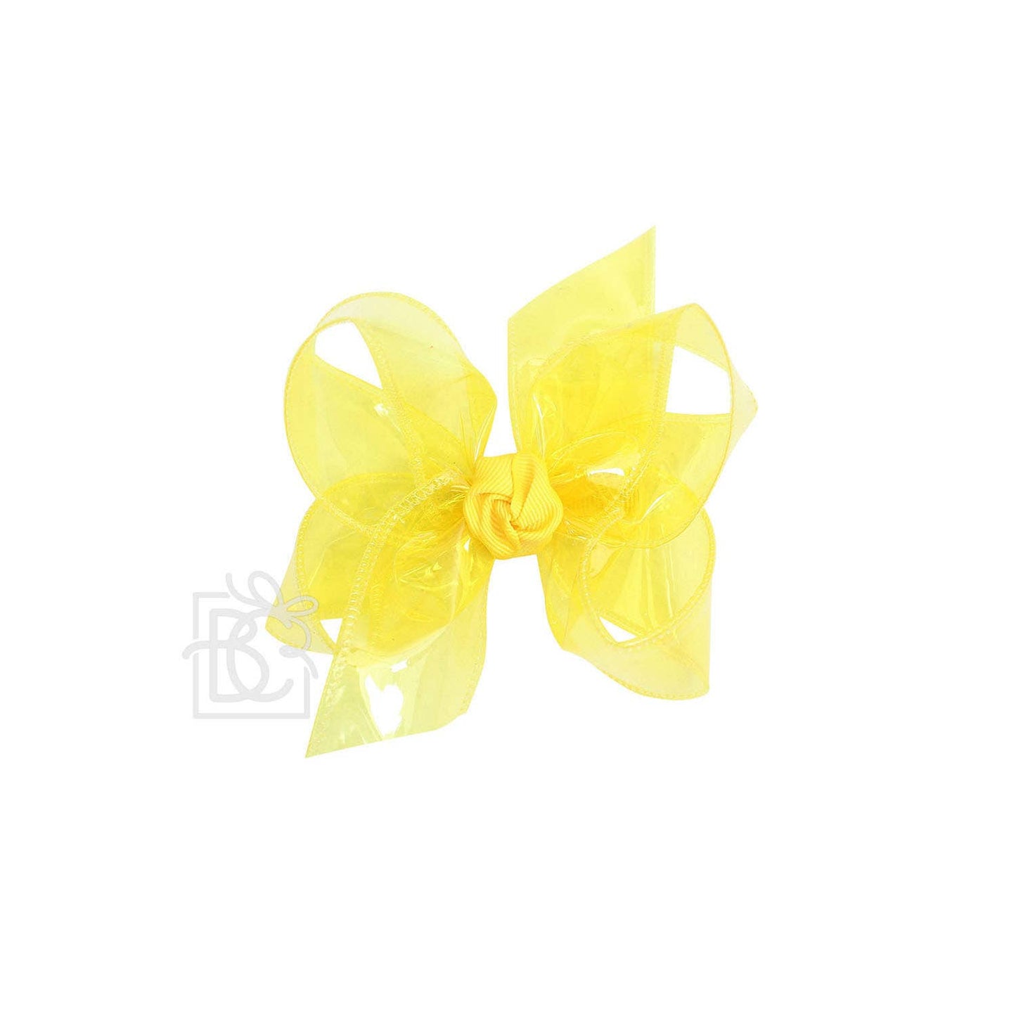 BRIGHT YELLOW WATERPROOF BOW ON CLIP: 4.5" Large - 1.5" Ribbon on Alligator Clip