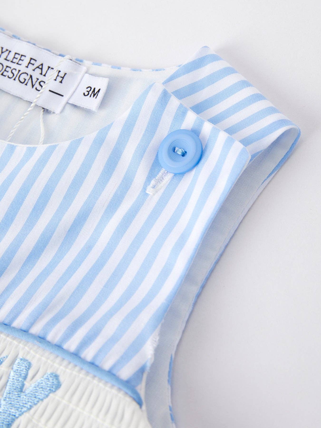“I ❤ MOMMY”Embroidery Smocking Striped Baby Boys Romper