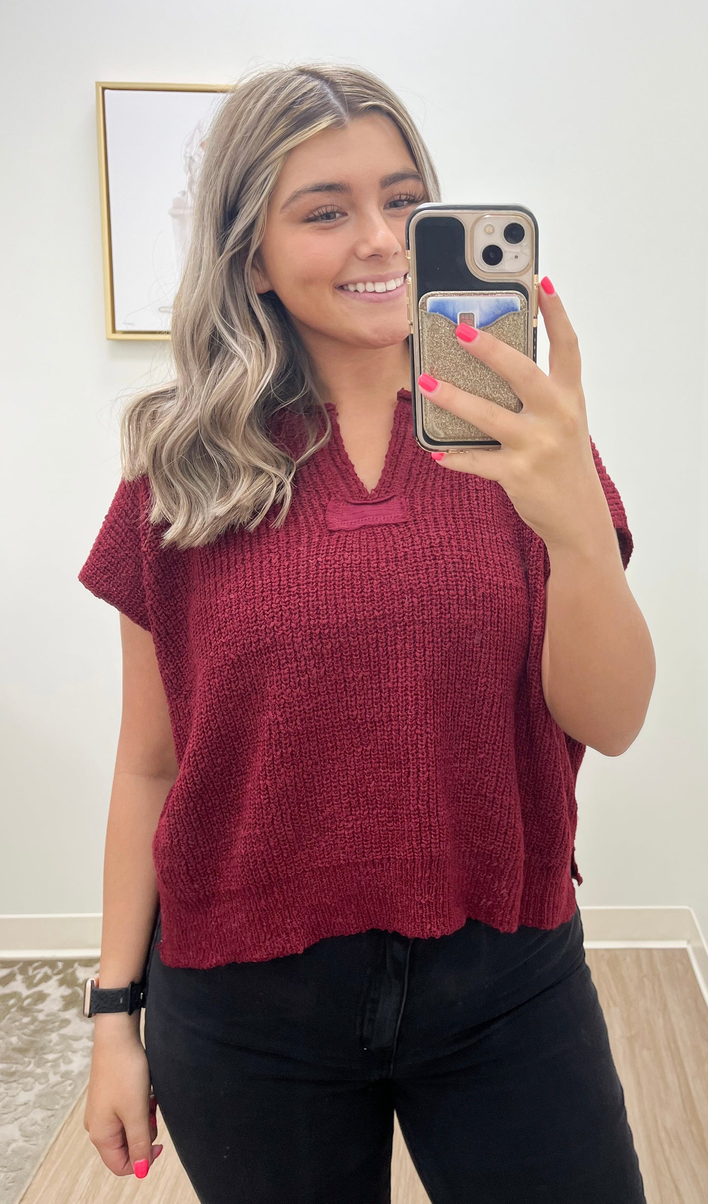 Maroon Back Patch Sweater Vest