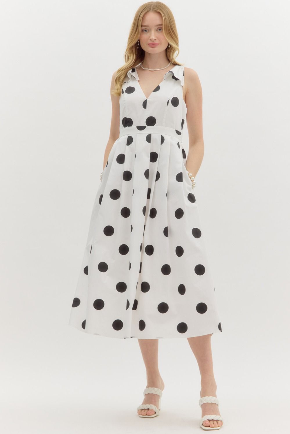 Sandra D polka dot midi dress