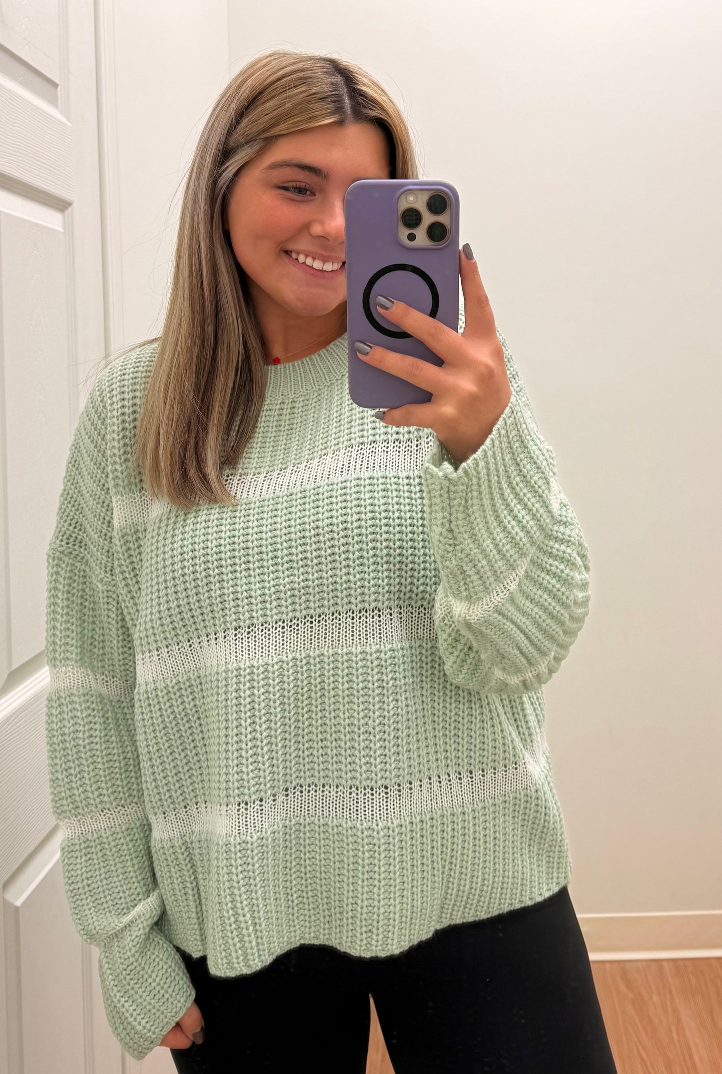 Mint Stripe Sweater