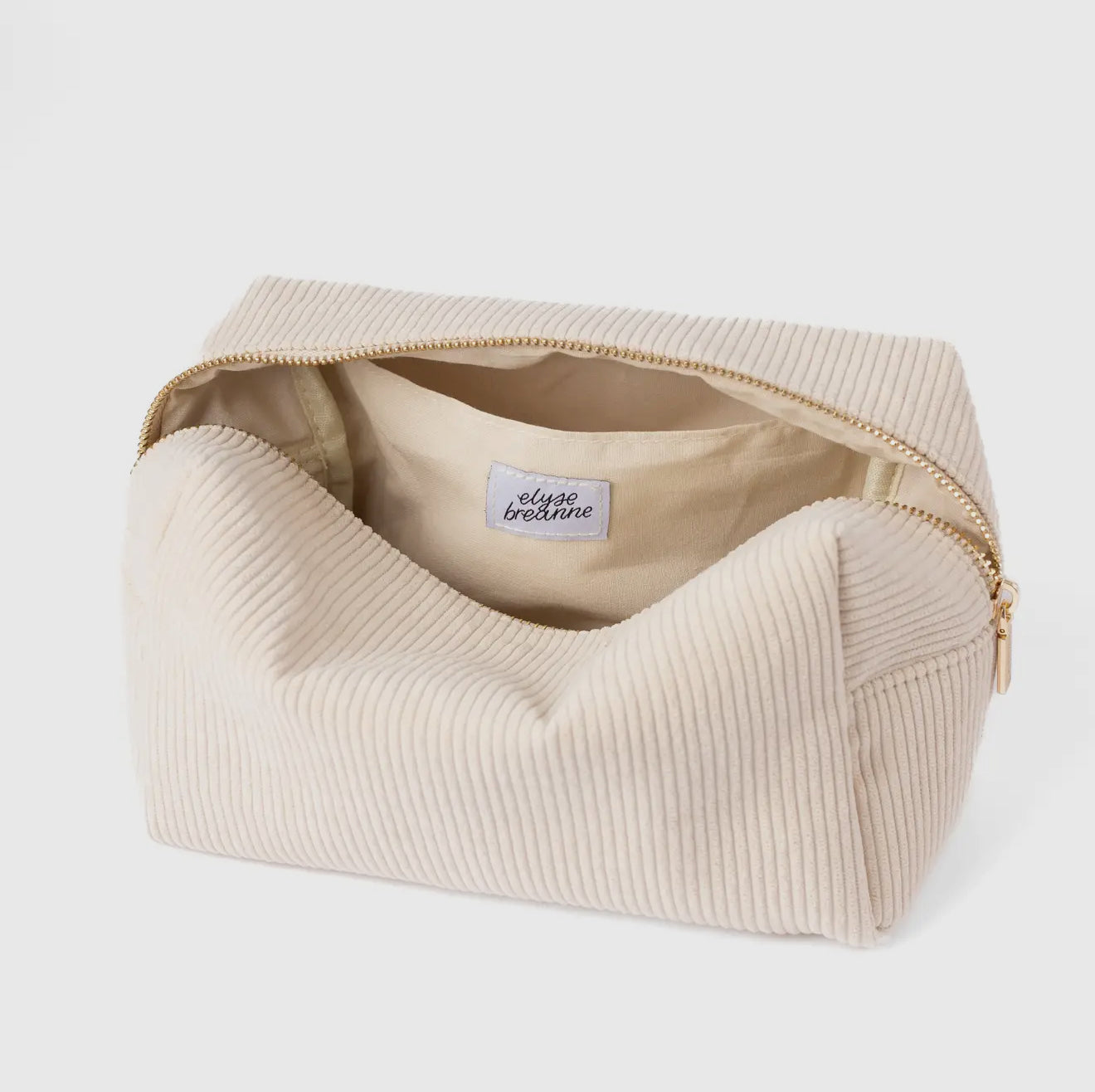Creme Corduroy Cosmetic Bag- EBD