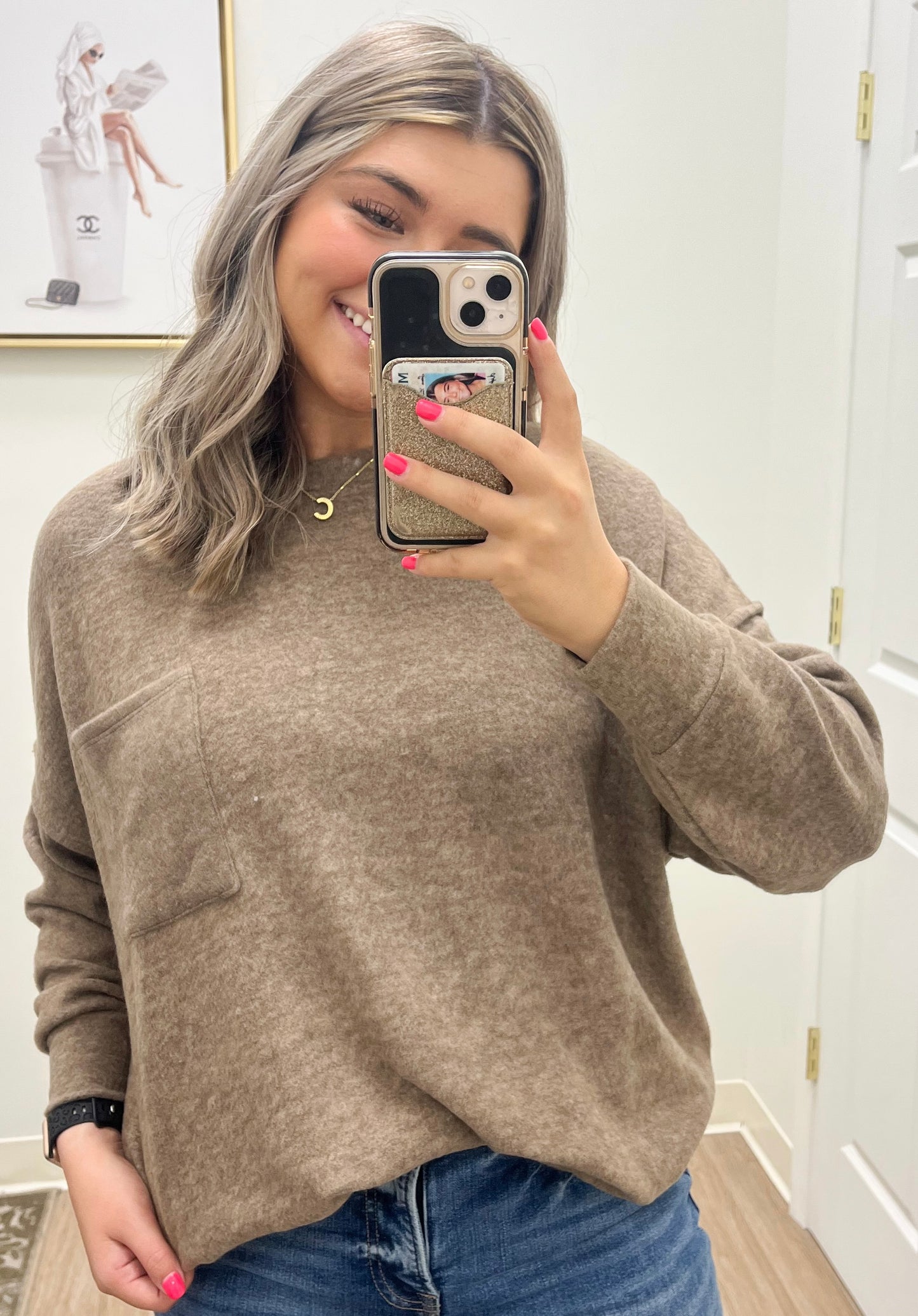 Light-weight Drop Shoulder Sweater- Mocha