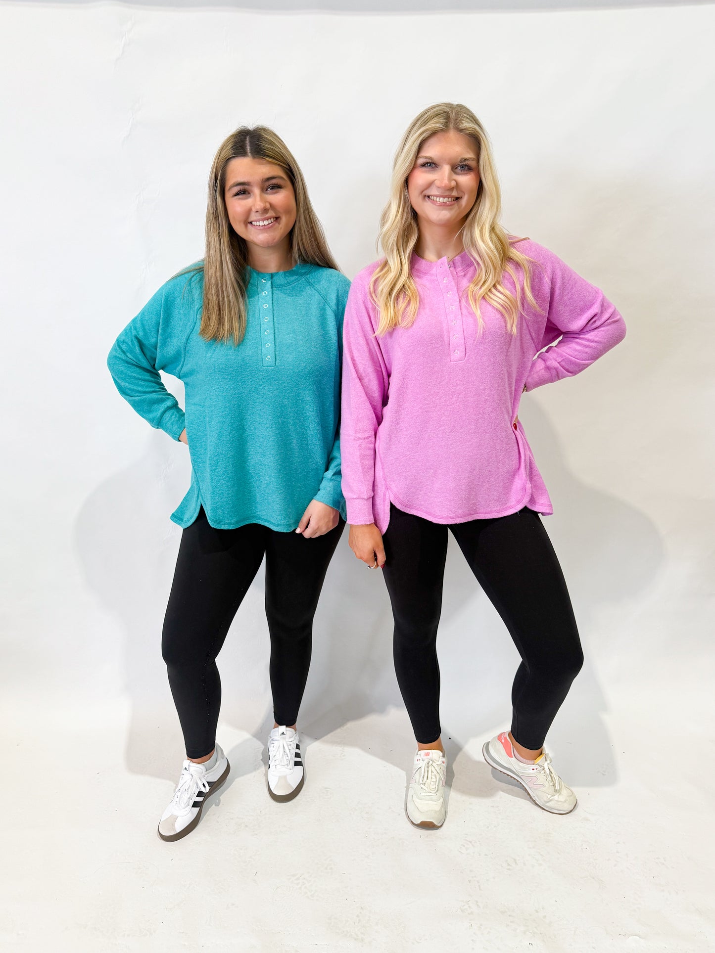 Oversized Henley Sweater | Light Teal