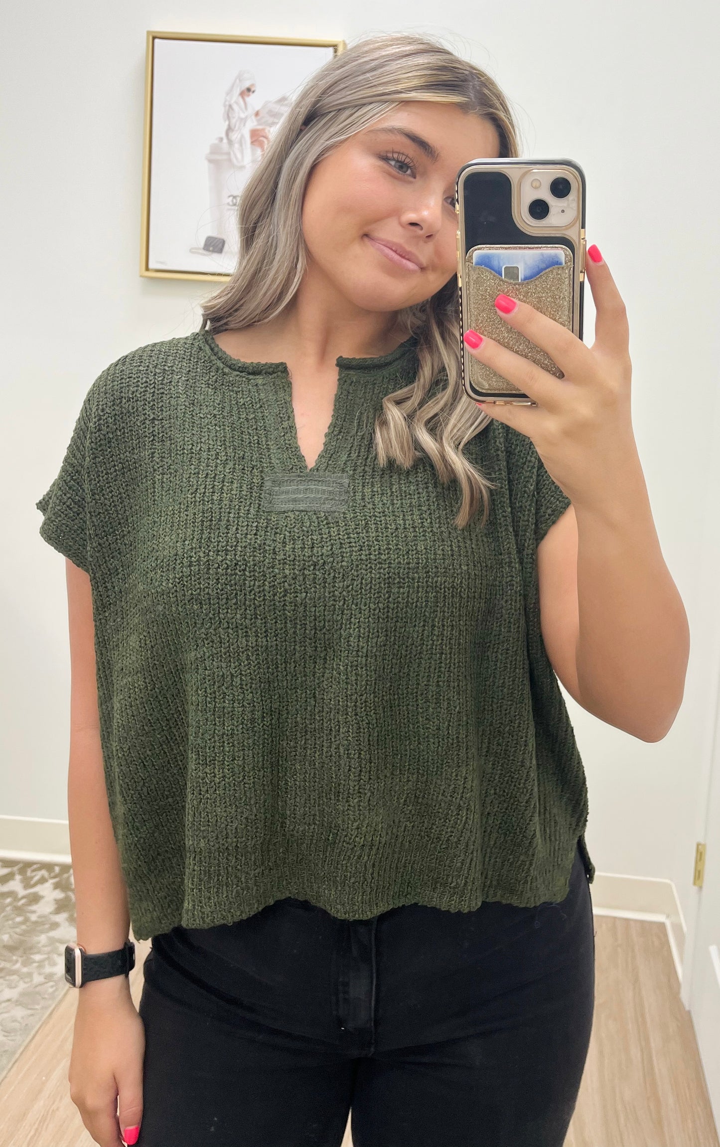 Dark Olive Back Patch Sweater Vest