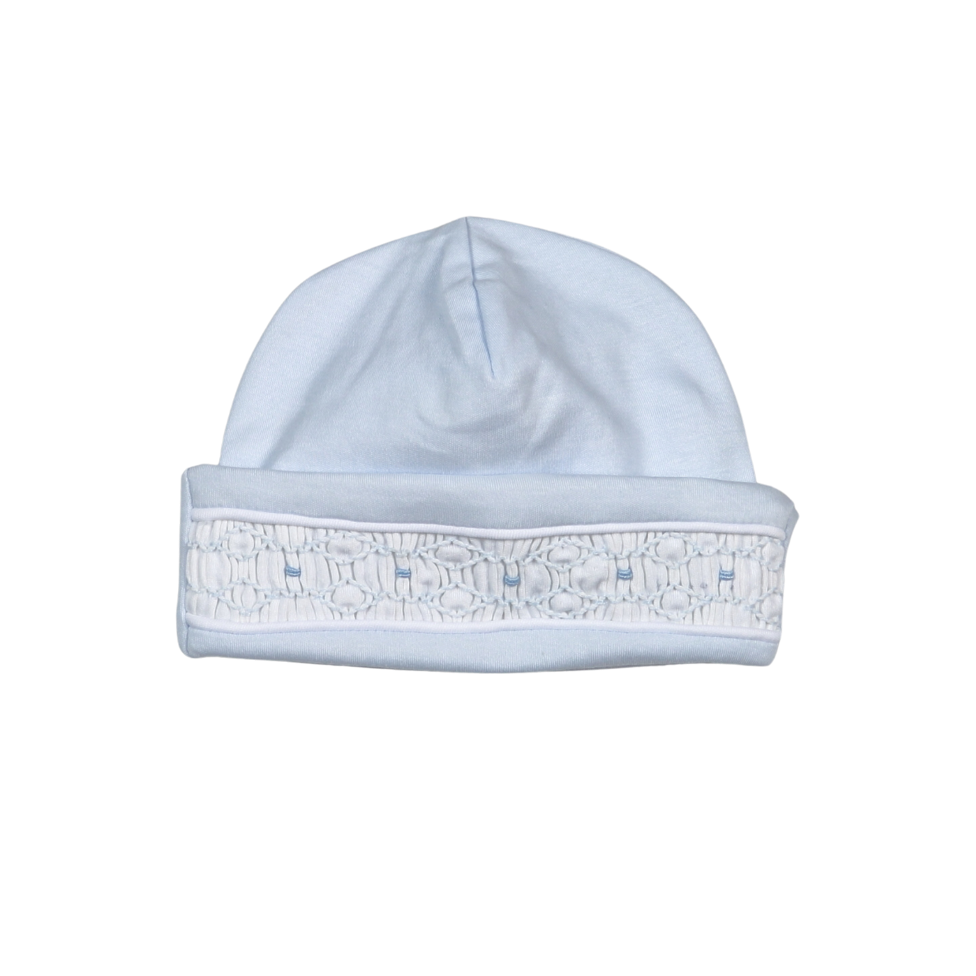 Tim Blue Stripes Hand Smocked Pima Beanie