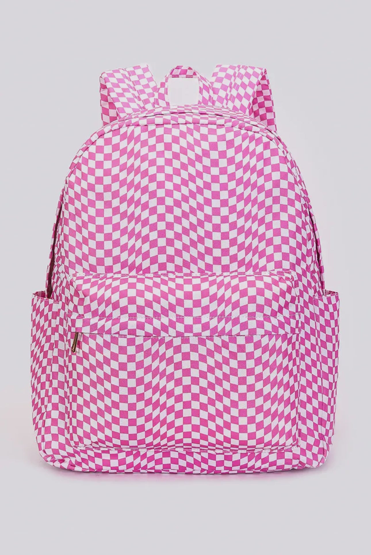 Pink checkered backpack